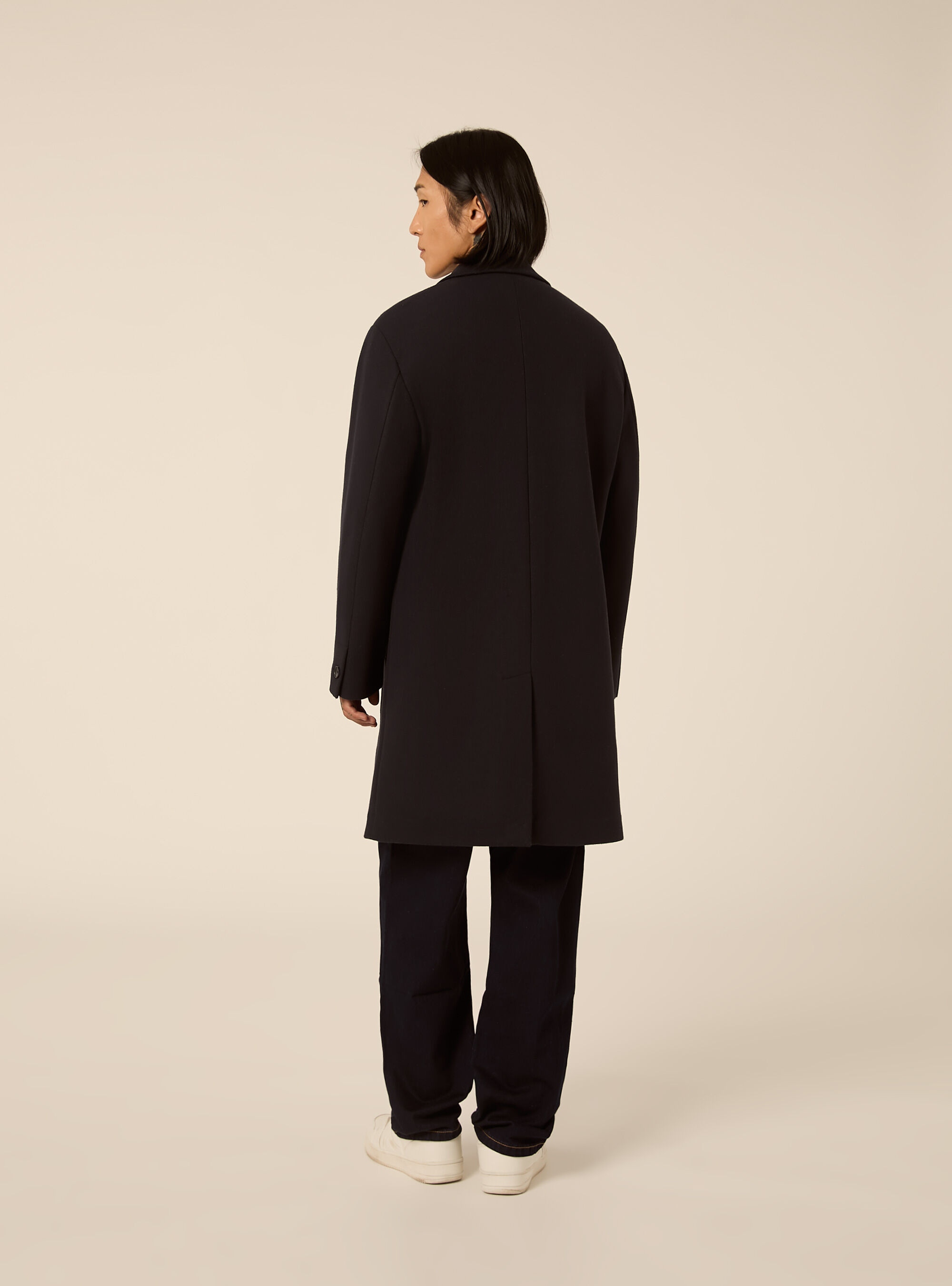 Unlined single breasted coat with lapels, NA1 NAVY DARK