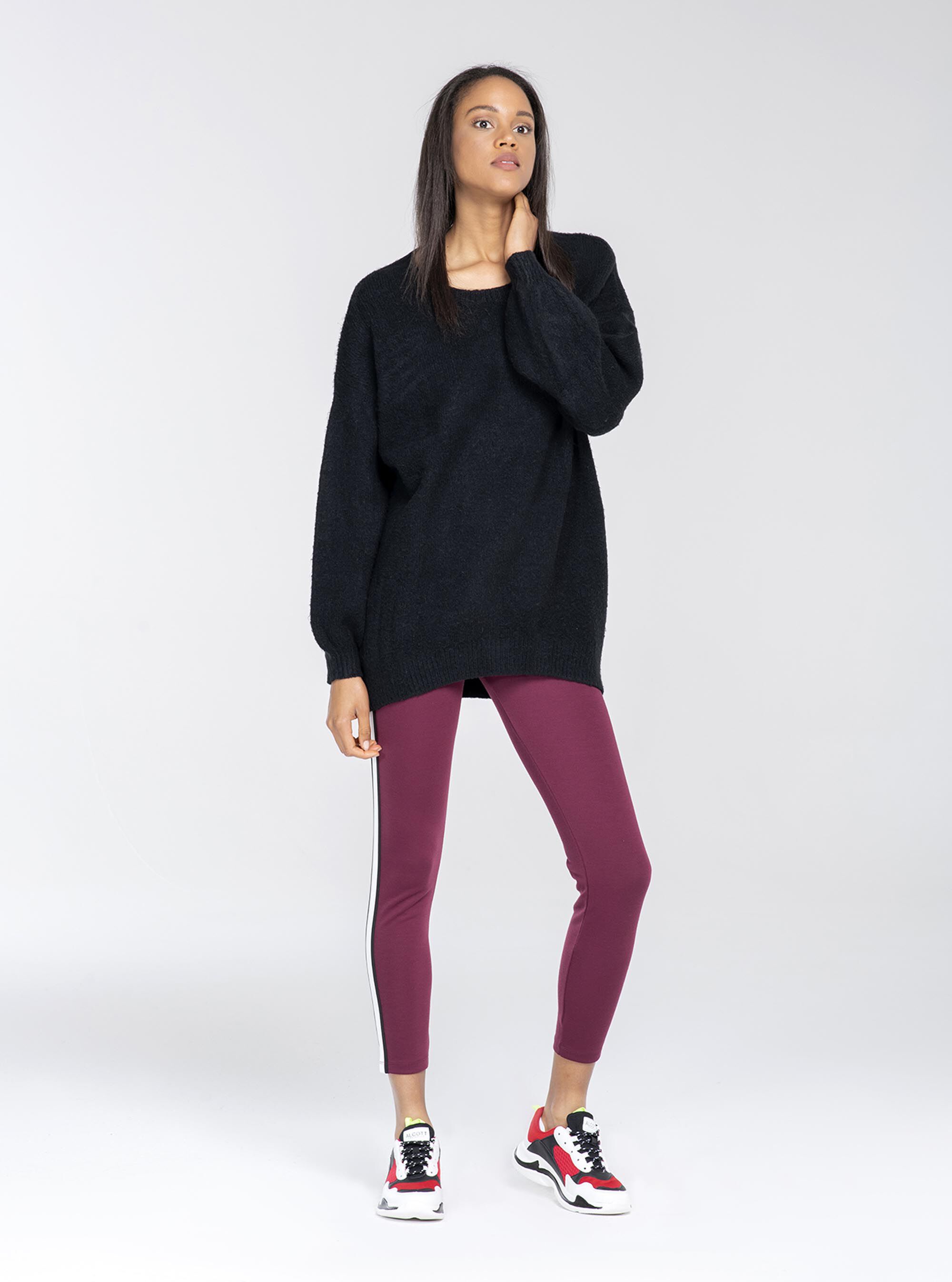 Pullover girocollo long fit, C101 BLACK