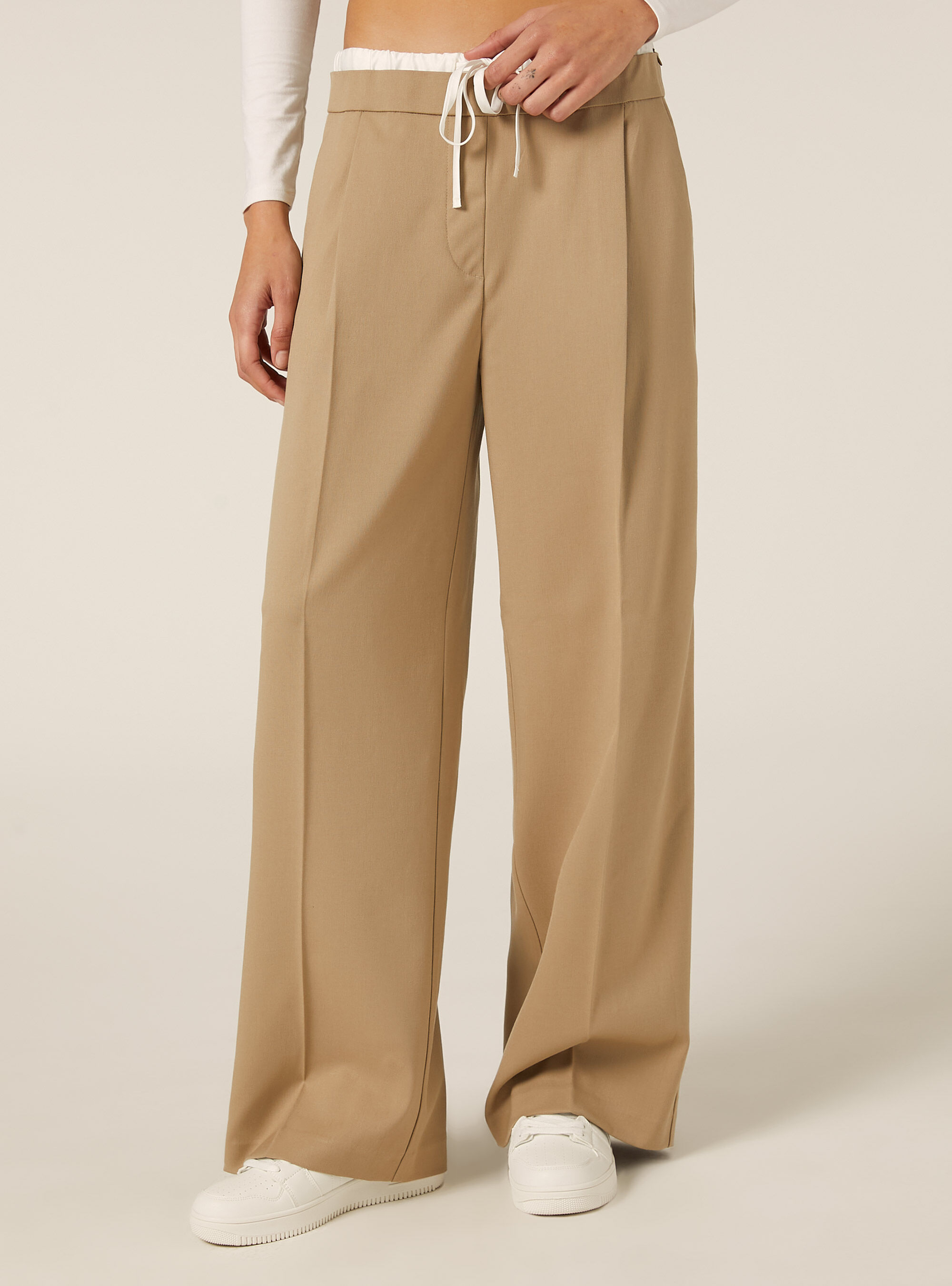 Pants with combined waistband, BG2 BEIGE MEDIUM