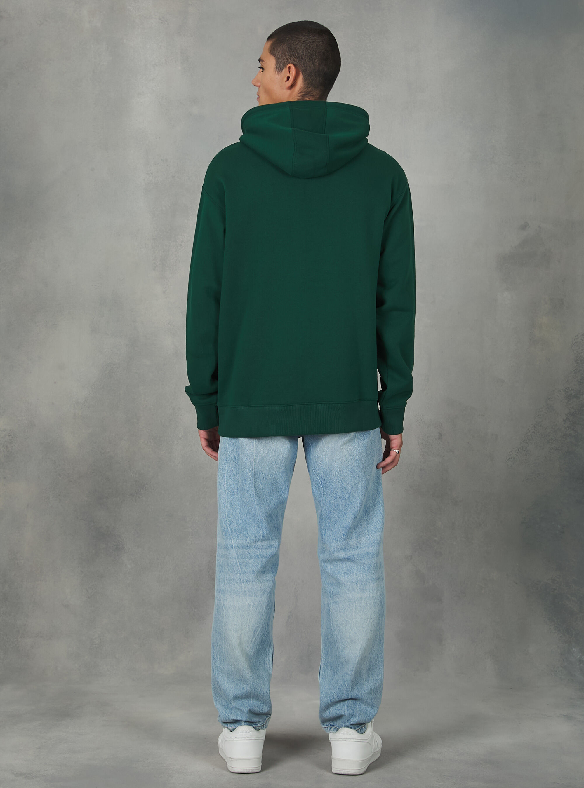 College Print Hoodie, GN1 GREEN DARK