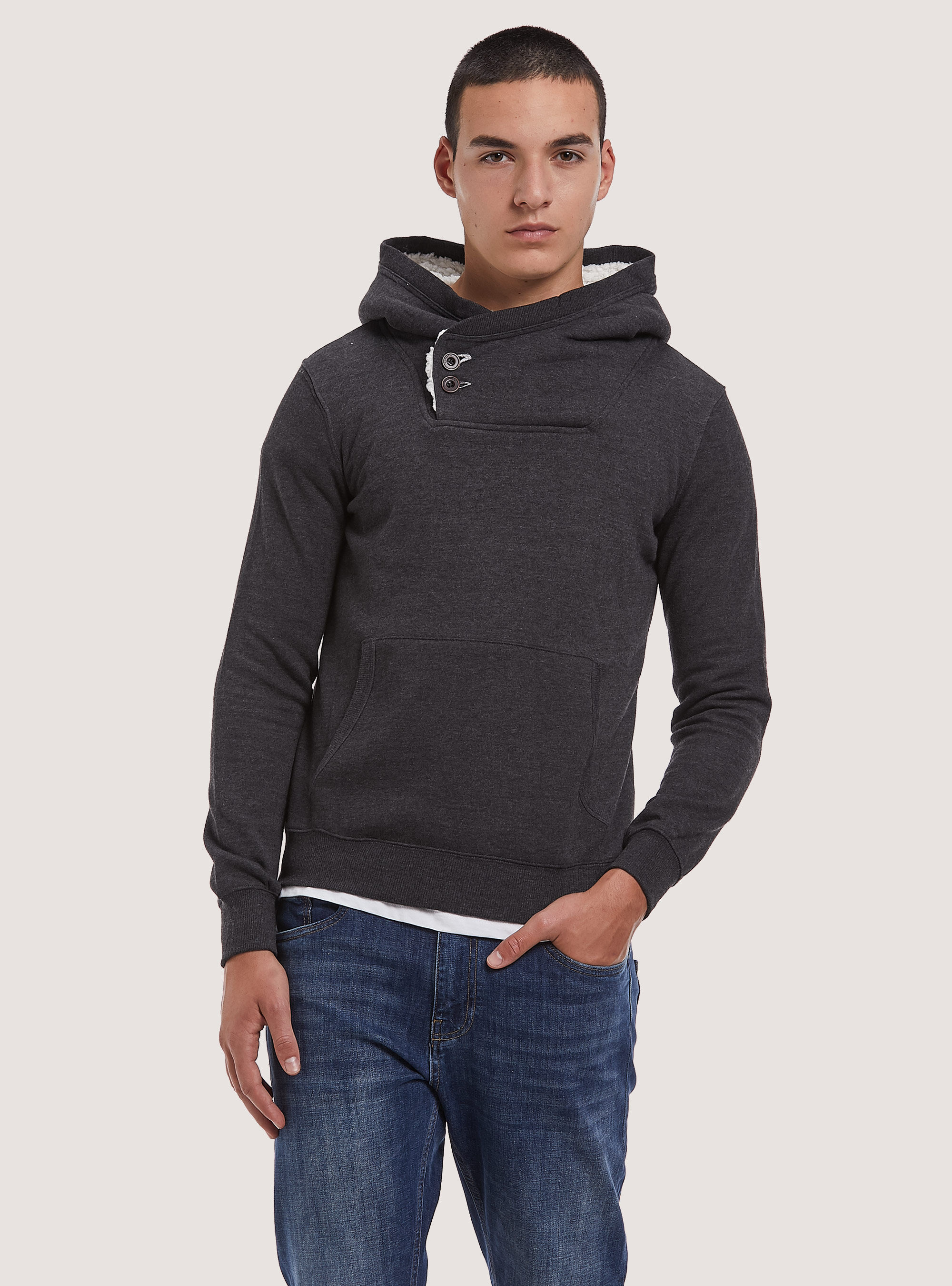 Grey fur hoodie shop