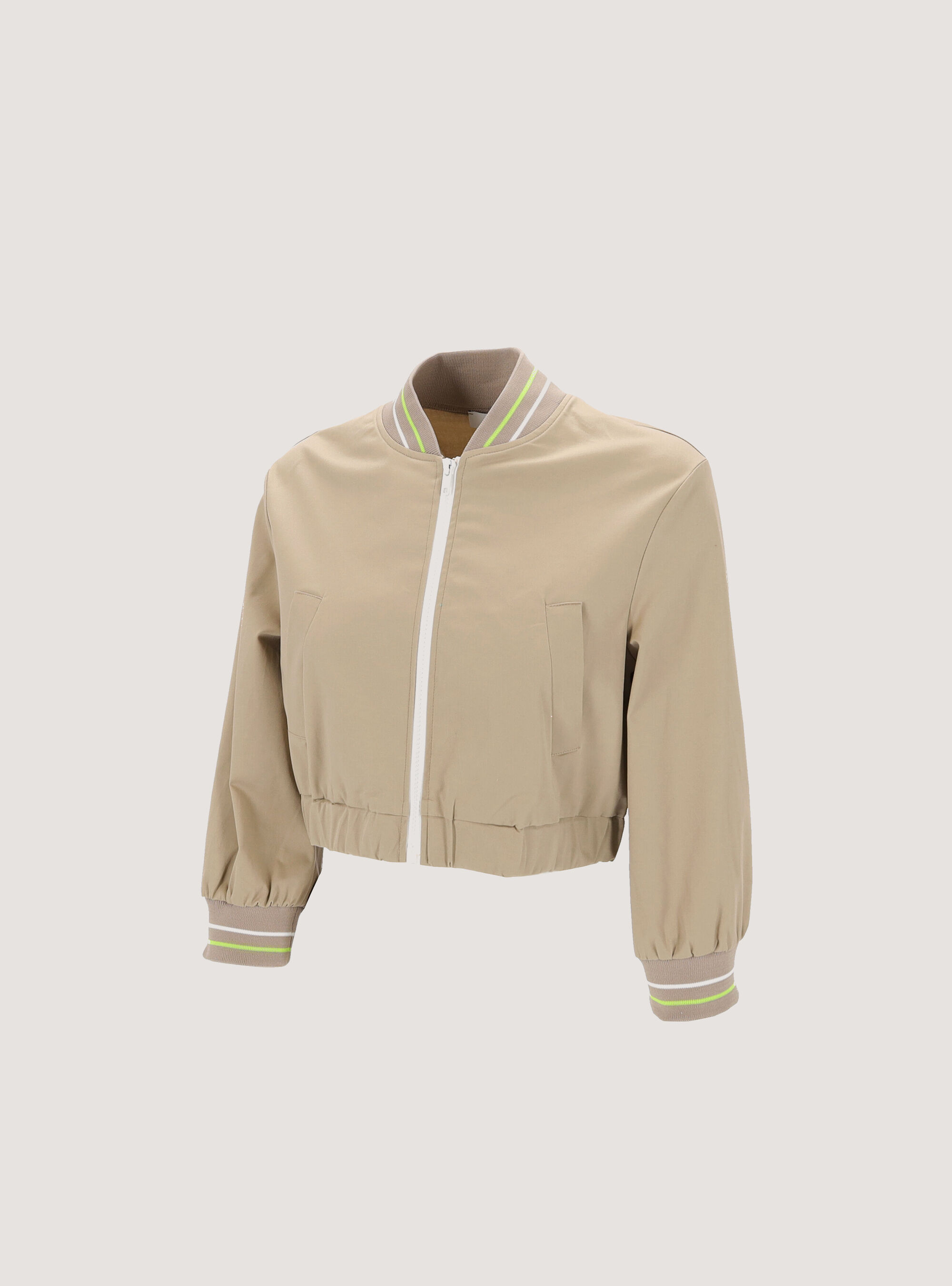 Cropped bomber jacket with contrasting details, BG2 MEDIUM BEIGE