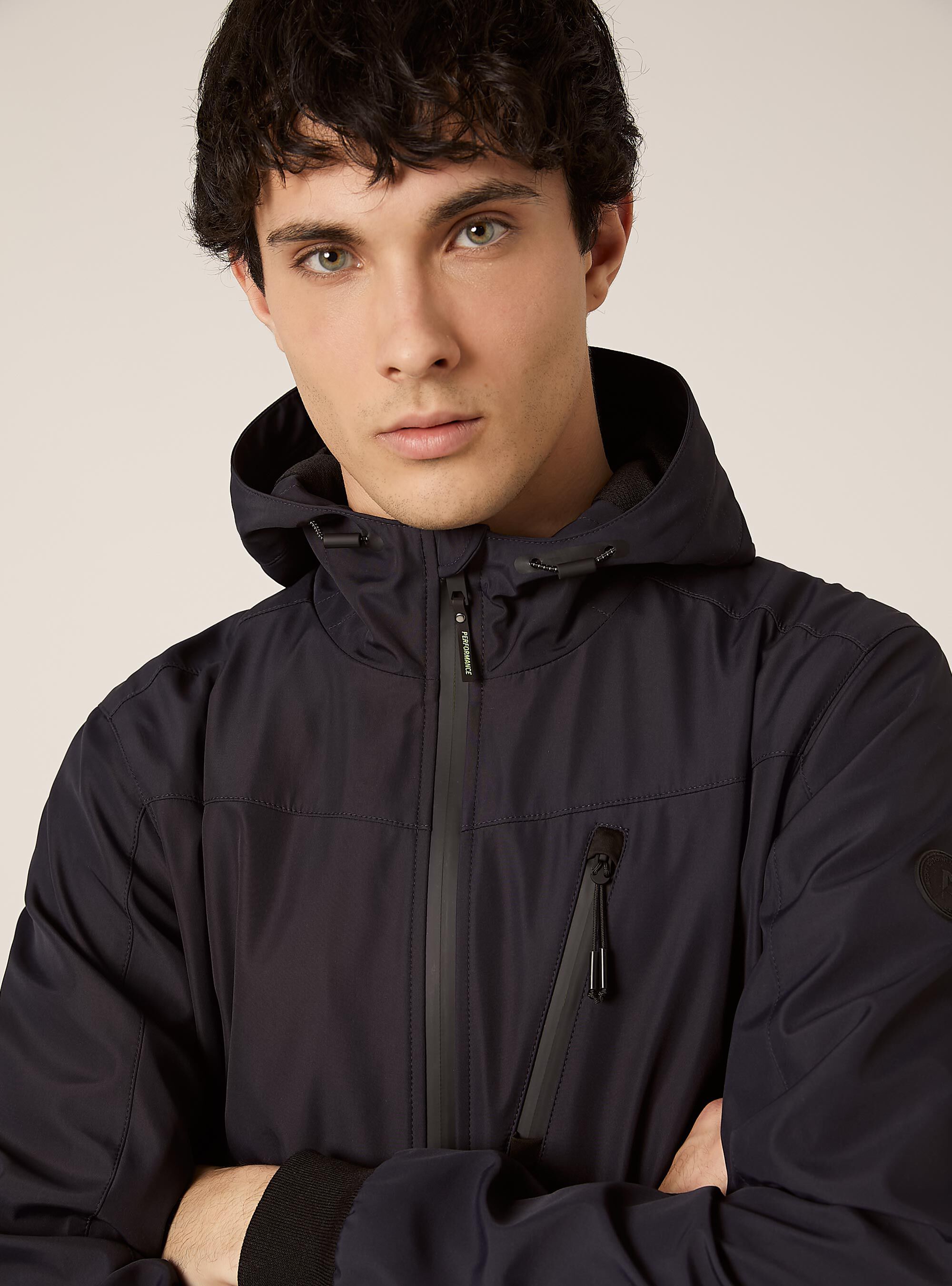 Blouson bombardier &agrave; capuche coupe-vent, NA1 NAVY DARK