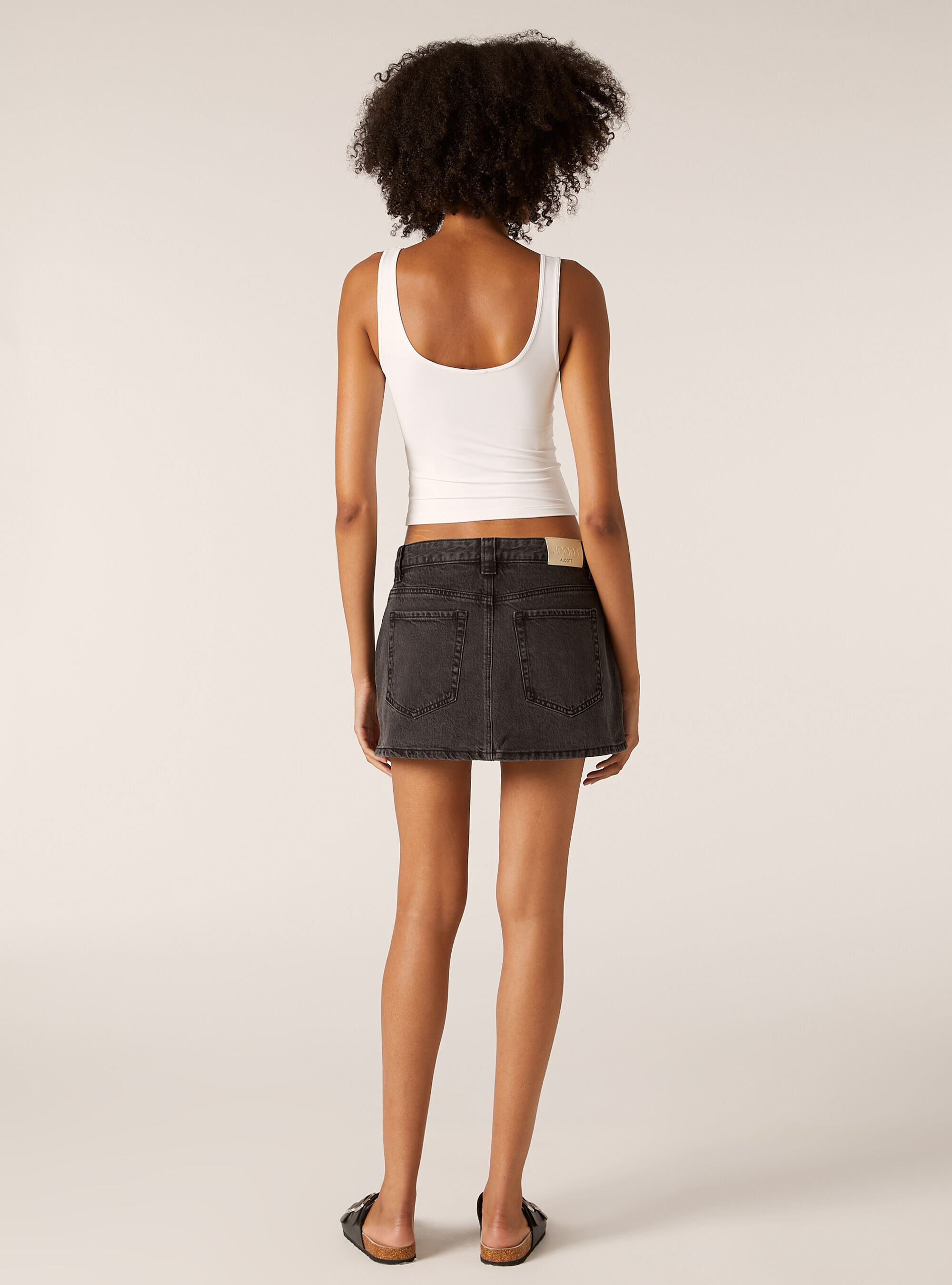 Mini skort in denim, D000 BLACK