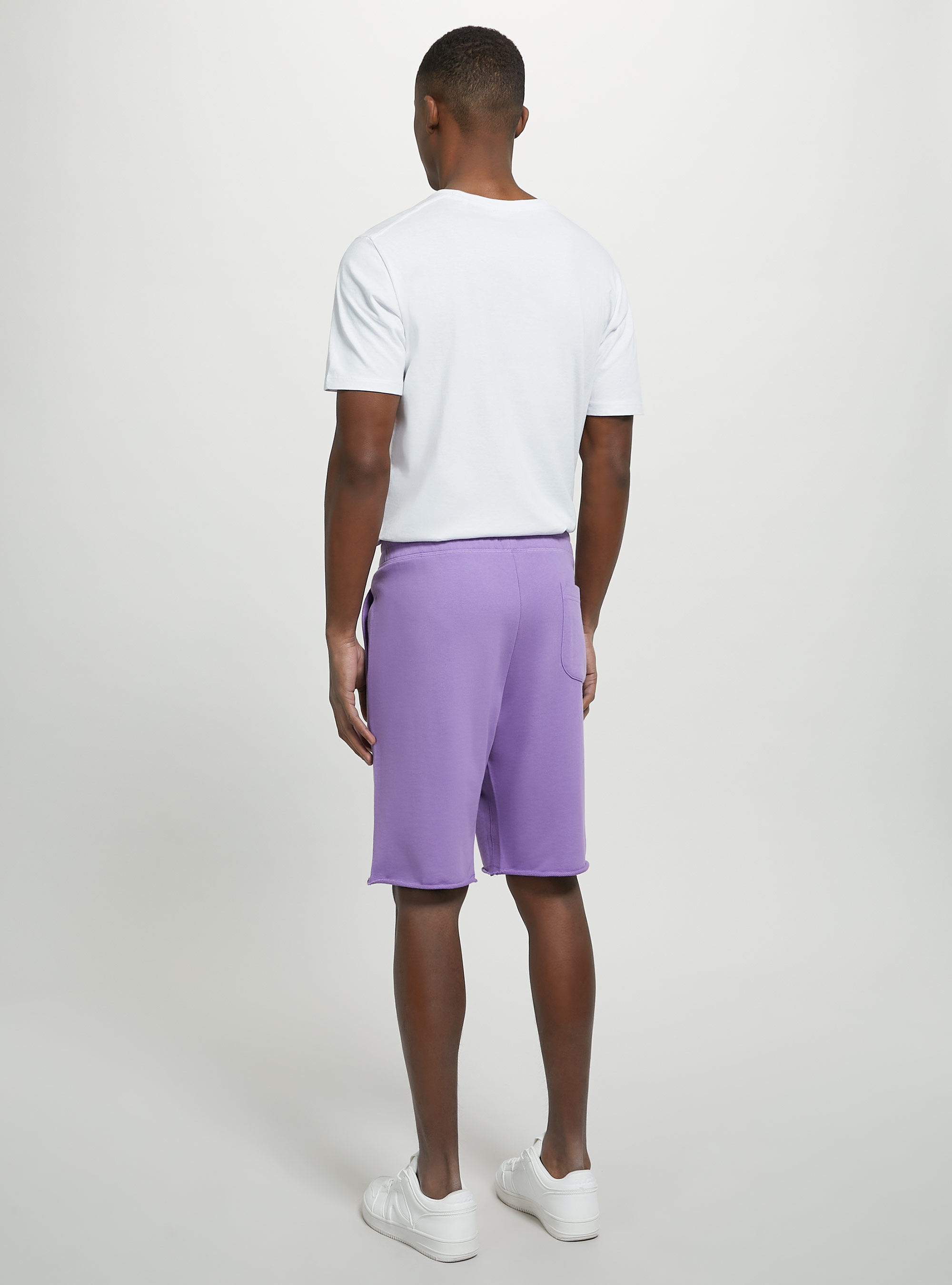 Cotton jogger bermuda shorts, LC1 LILLAC DARK