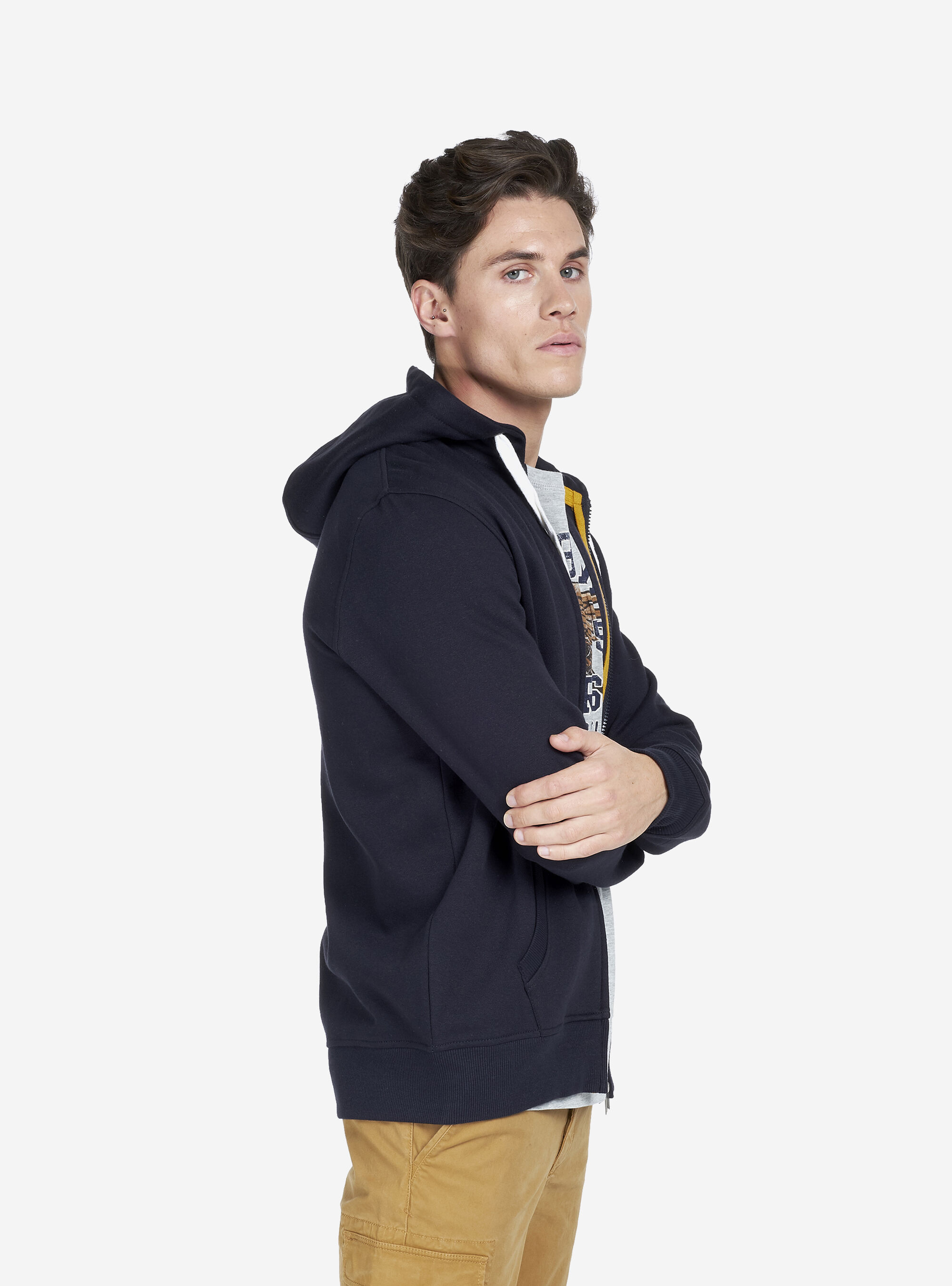 Cardigan basico in felpa, BLU