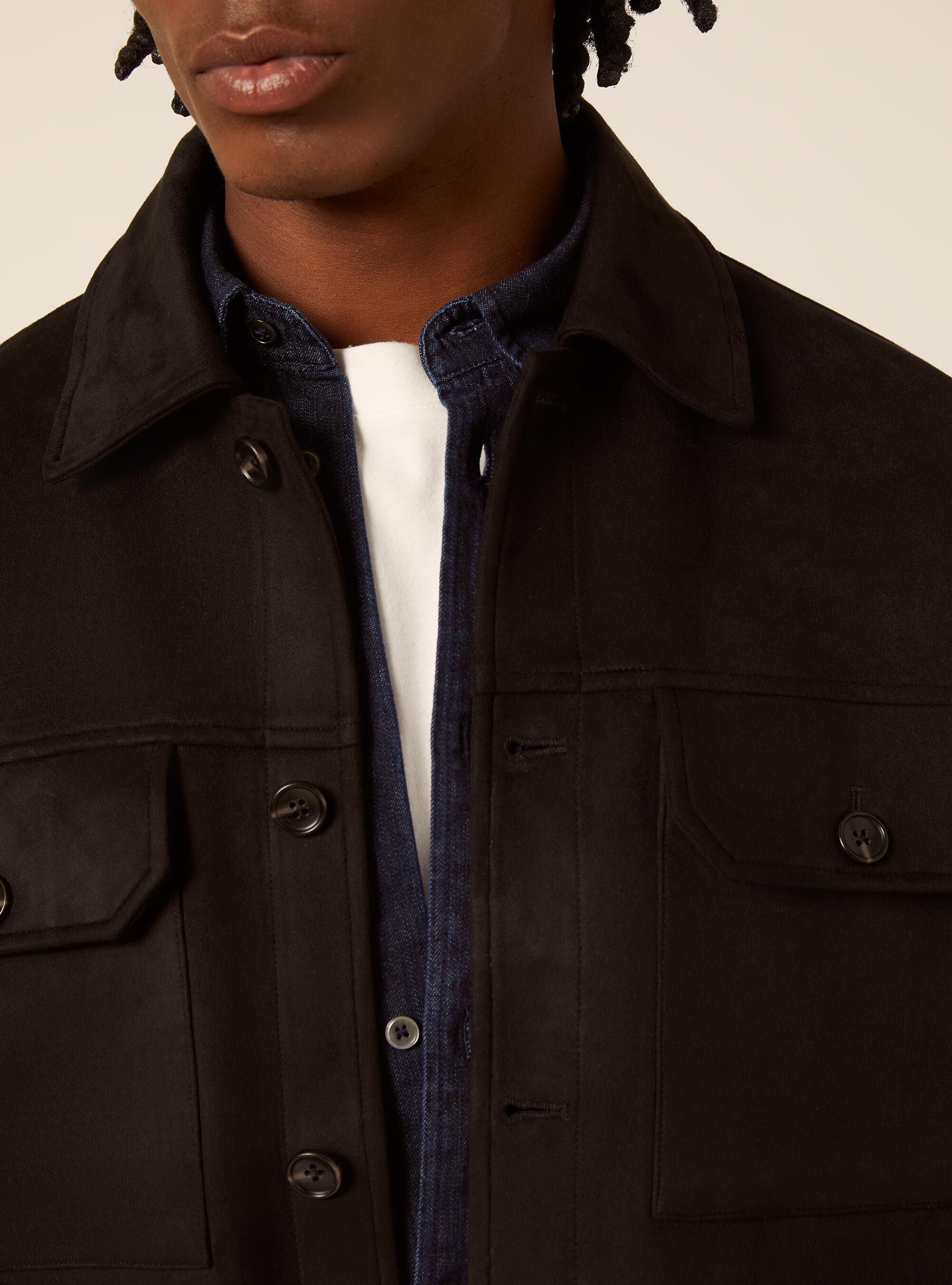 Hemdjacke in wildlederoptik mit pattentaschen, BK1 BLACK