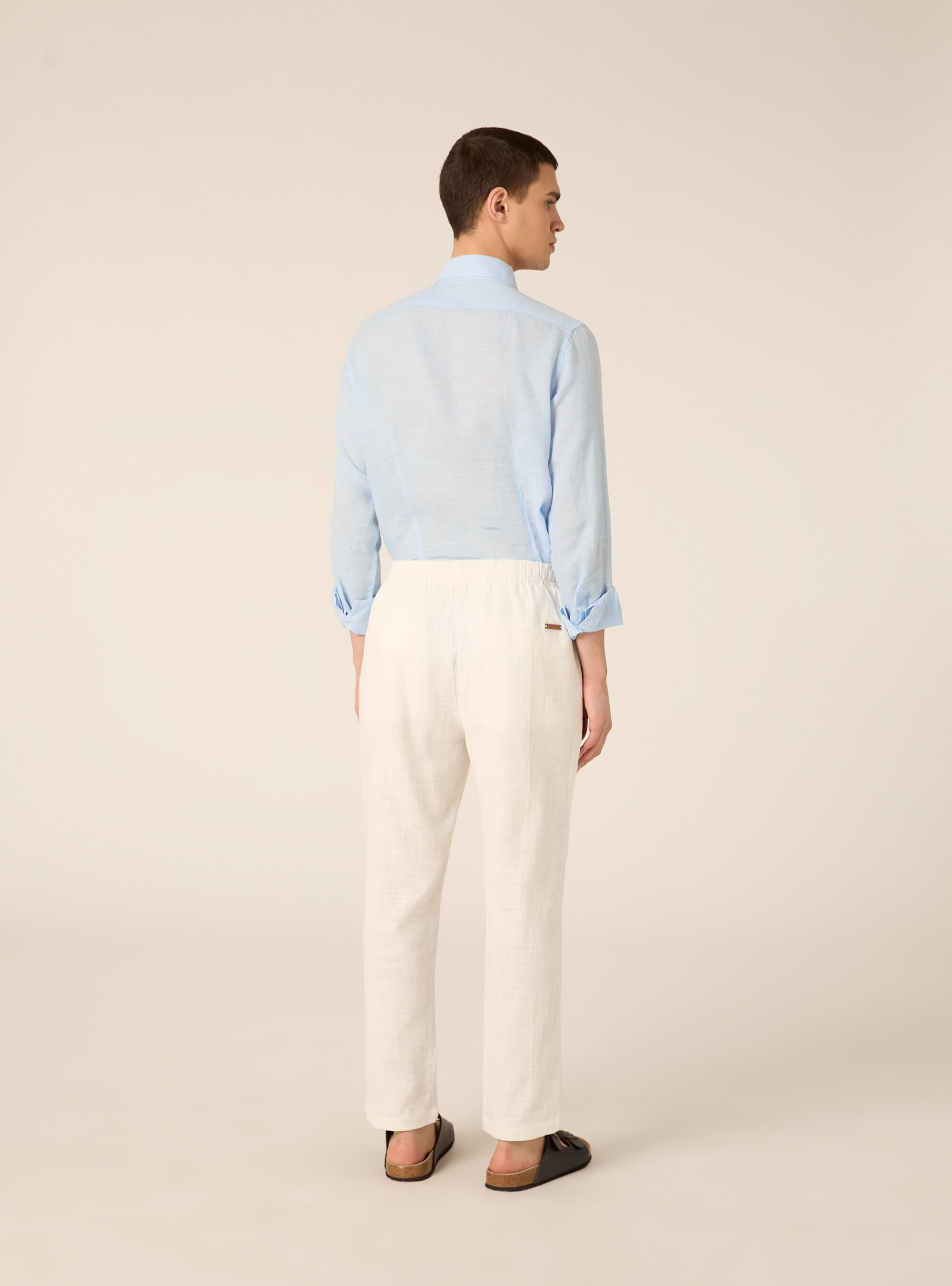 Pantaloni in cotone con laccio in vita, WH2 WHITE