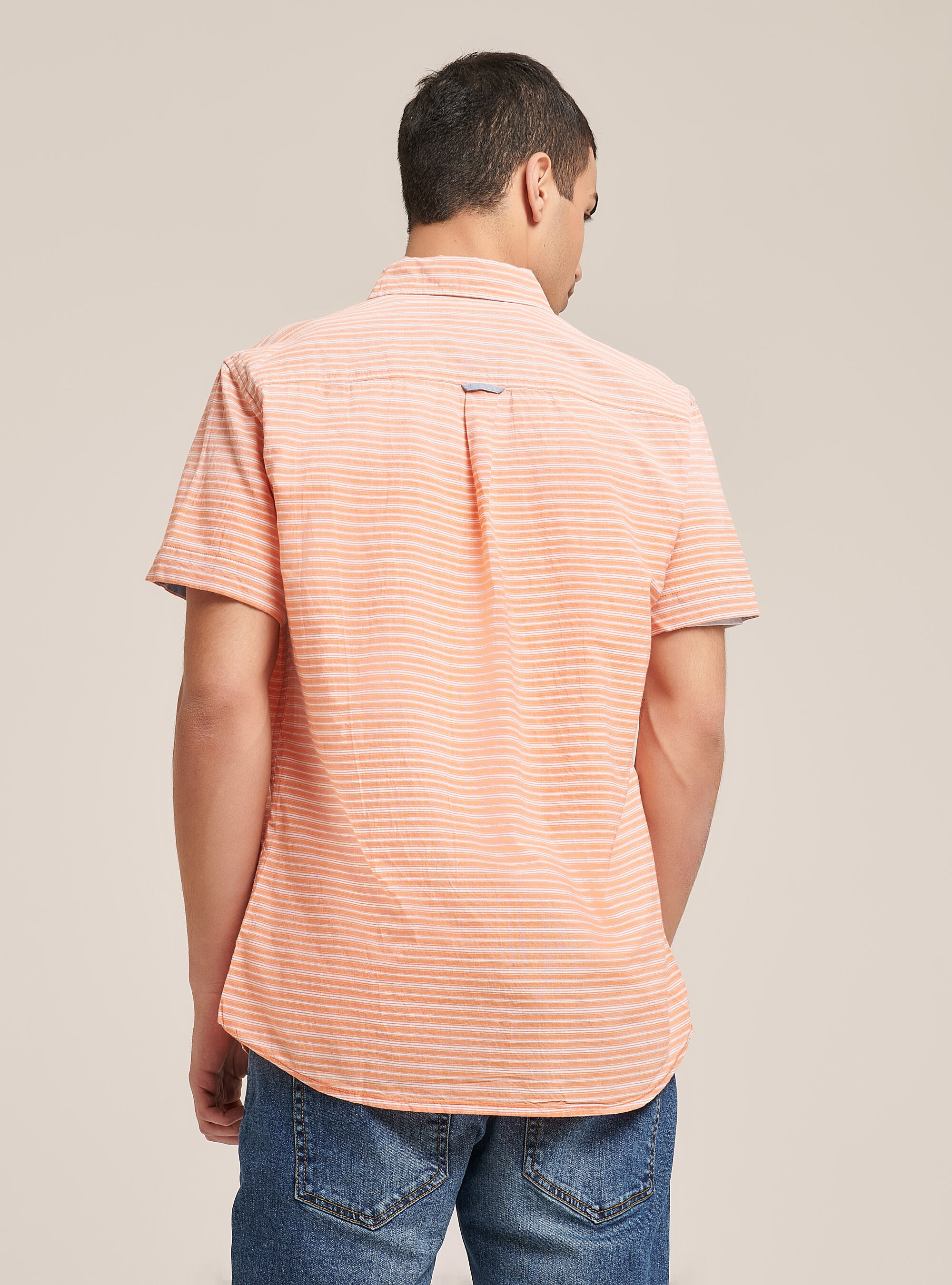 Striped shirt with short sleeves, C0360 ORANGE
