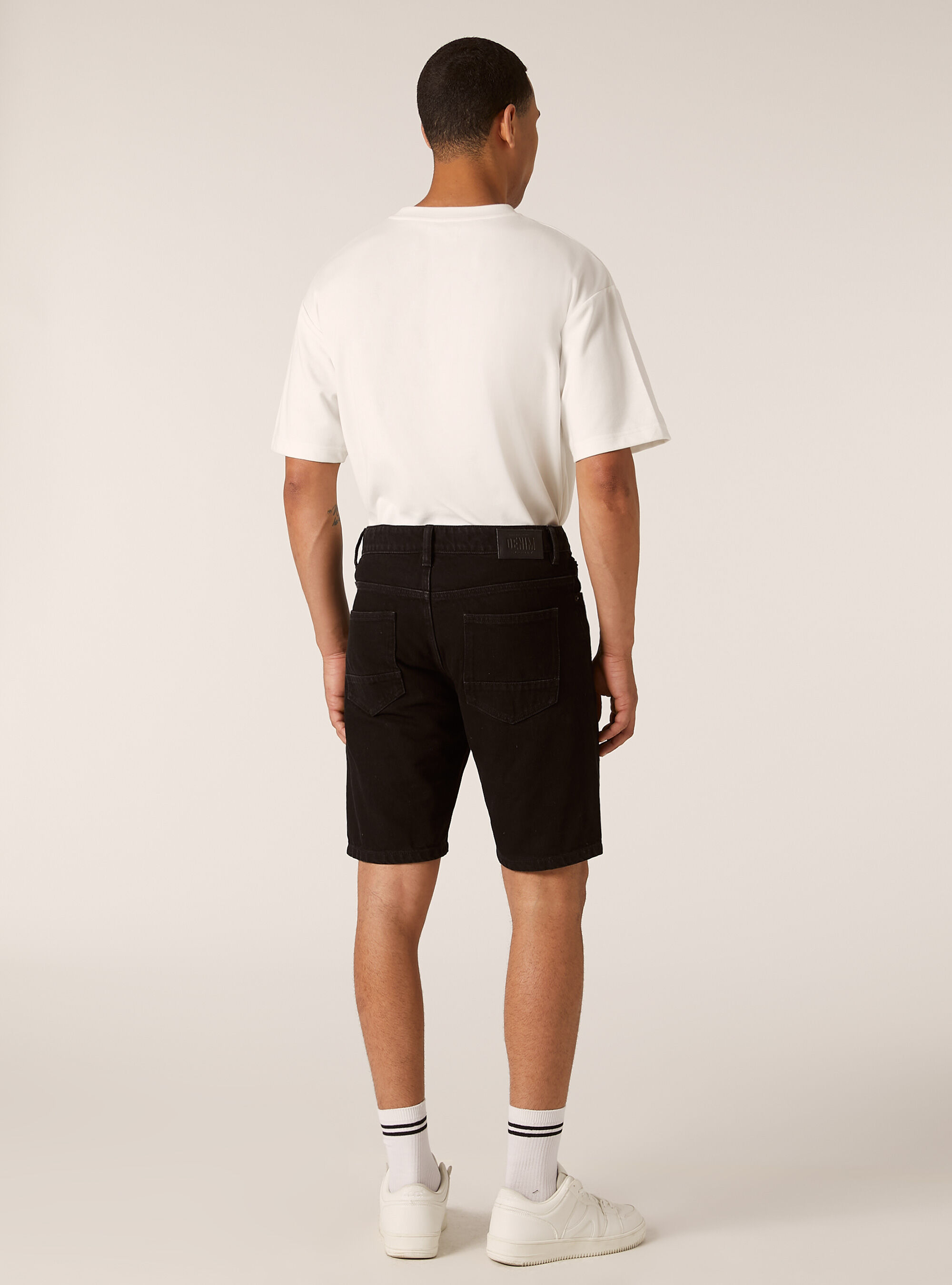 Regular Fit Denim Bermuda Shorts, D000 BLACK