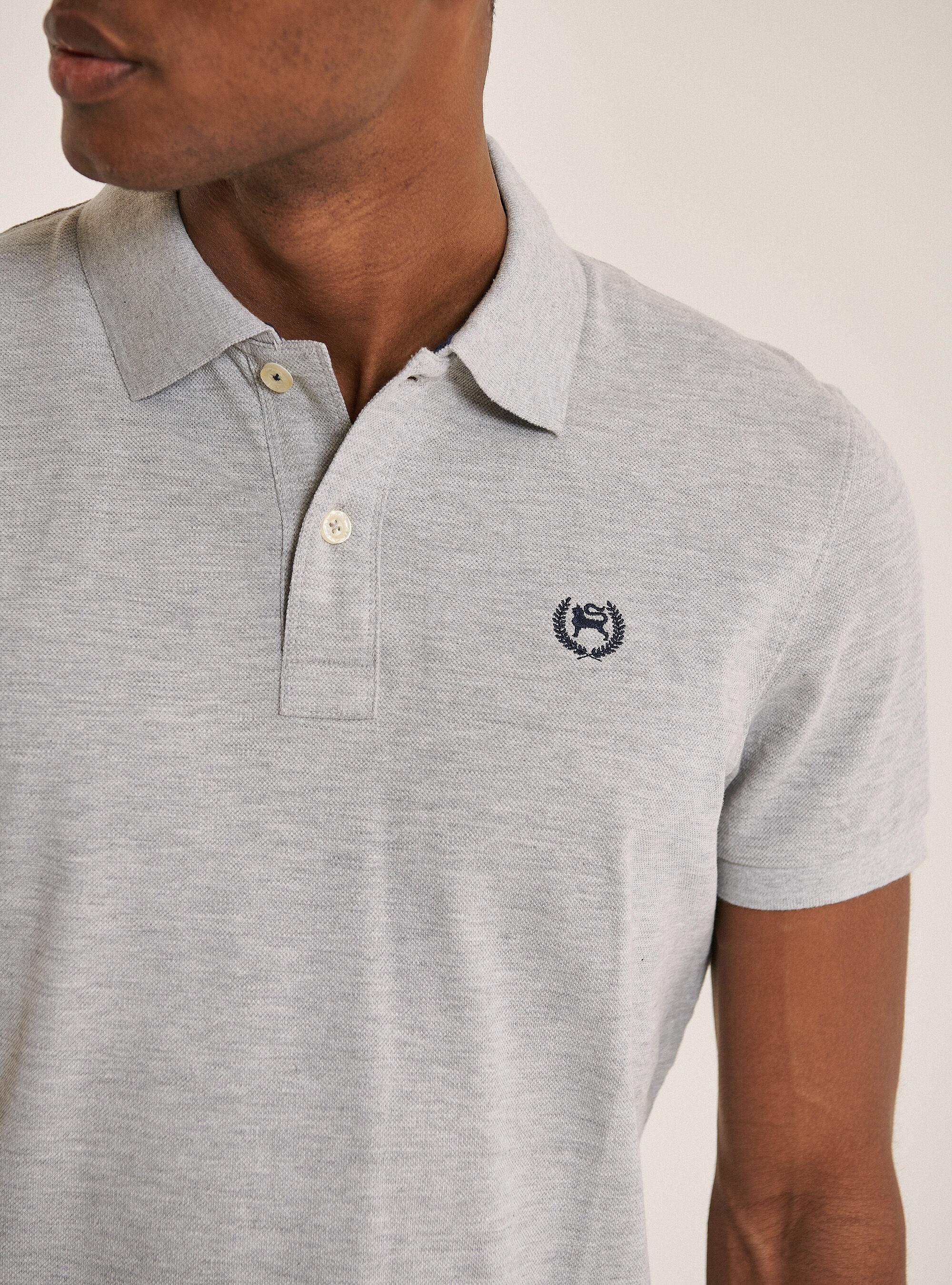 Polo shirt basic, LIGHT GREY MELANGE
