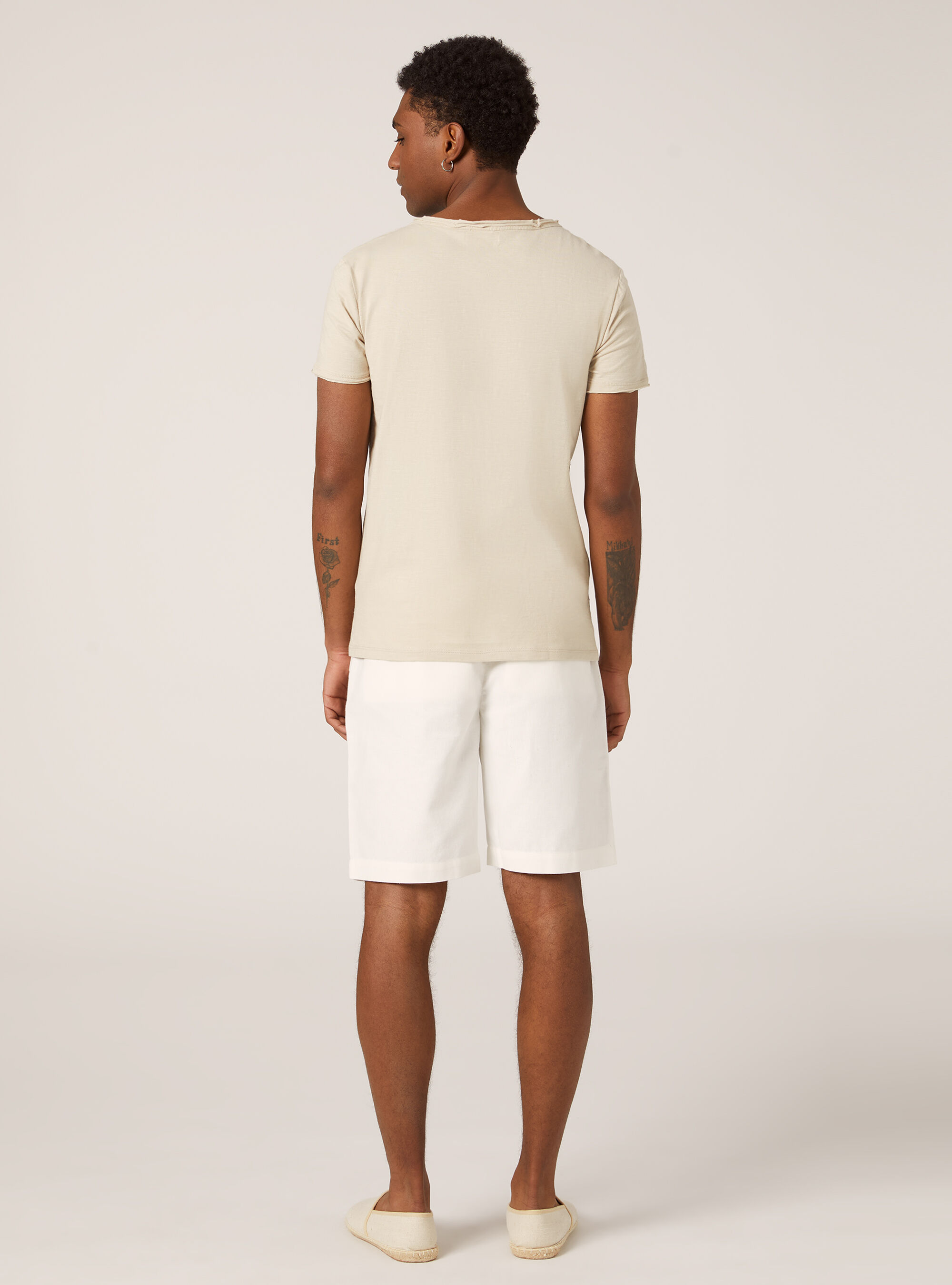 T-Shirt aus Leinenmischung mit kurzen &Auml;rmeln, BG3 BEIGE LIGHT