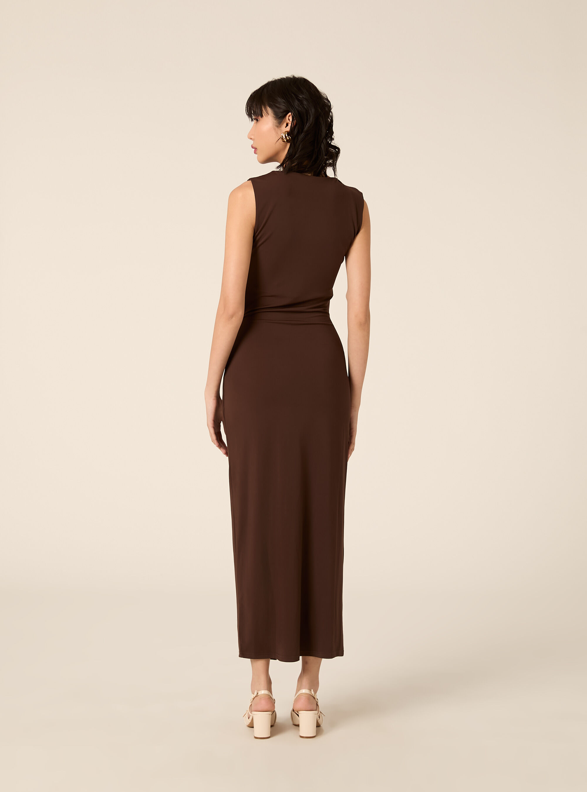 Abito midi con dettaglio, BR2 BROWN MEDIUM