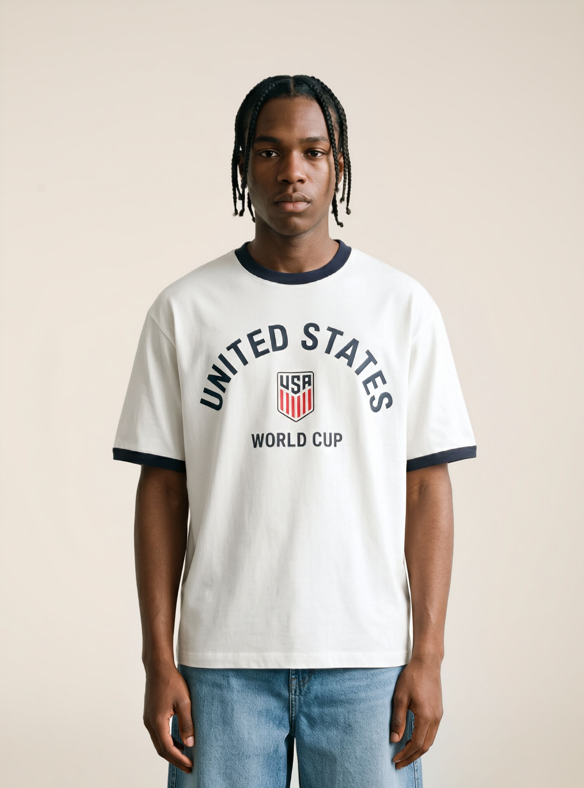 T-shirt boxy fit con stampa mondiali