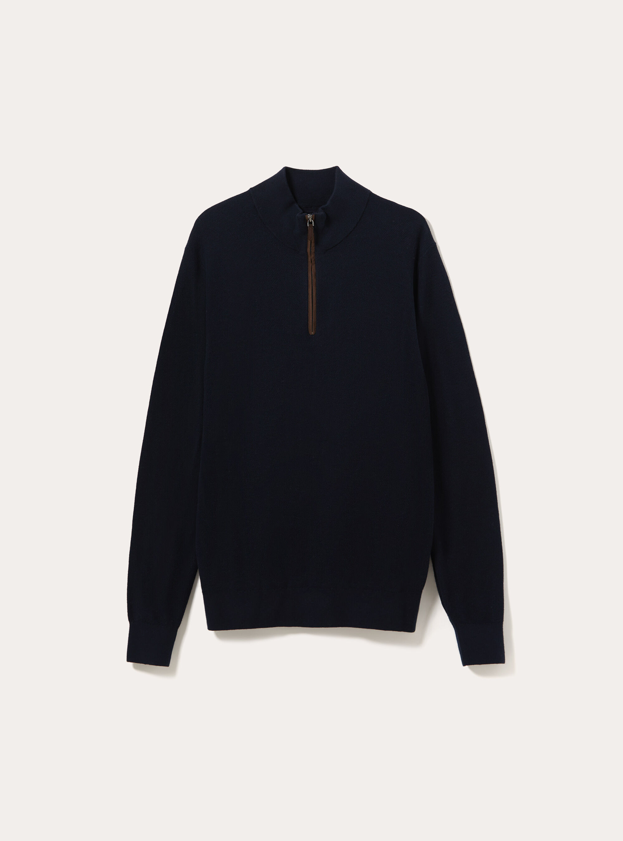 Jersey de media cremallera en mezcla de cachemira con cuello alto, NA1 NAVY DARK