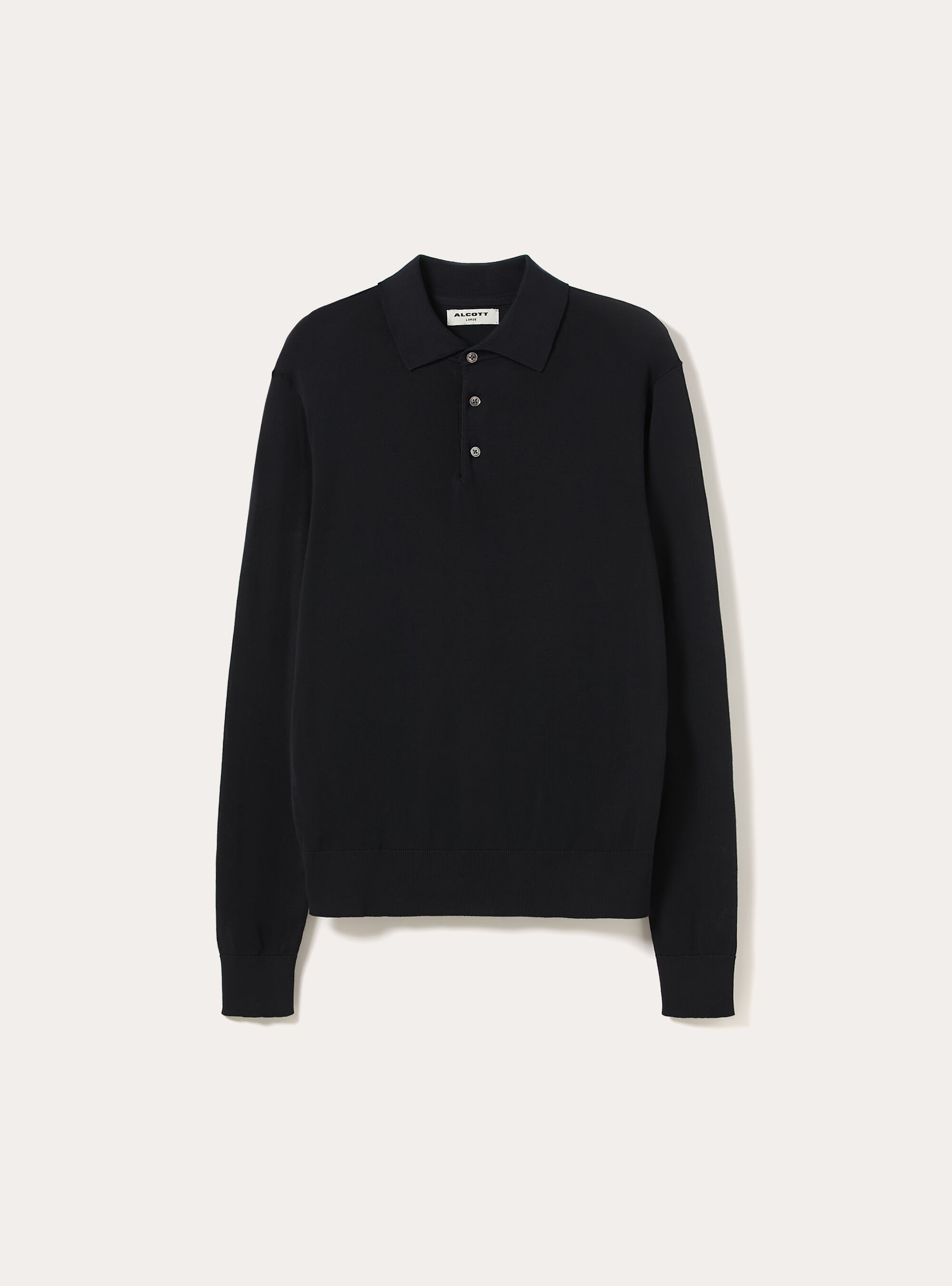 Long-sleeved cotton polo shirt, NA1 NAVY DARK