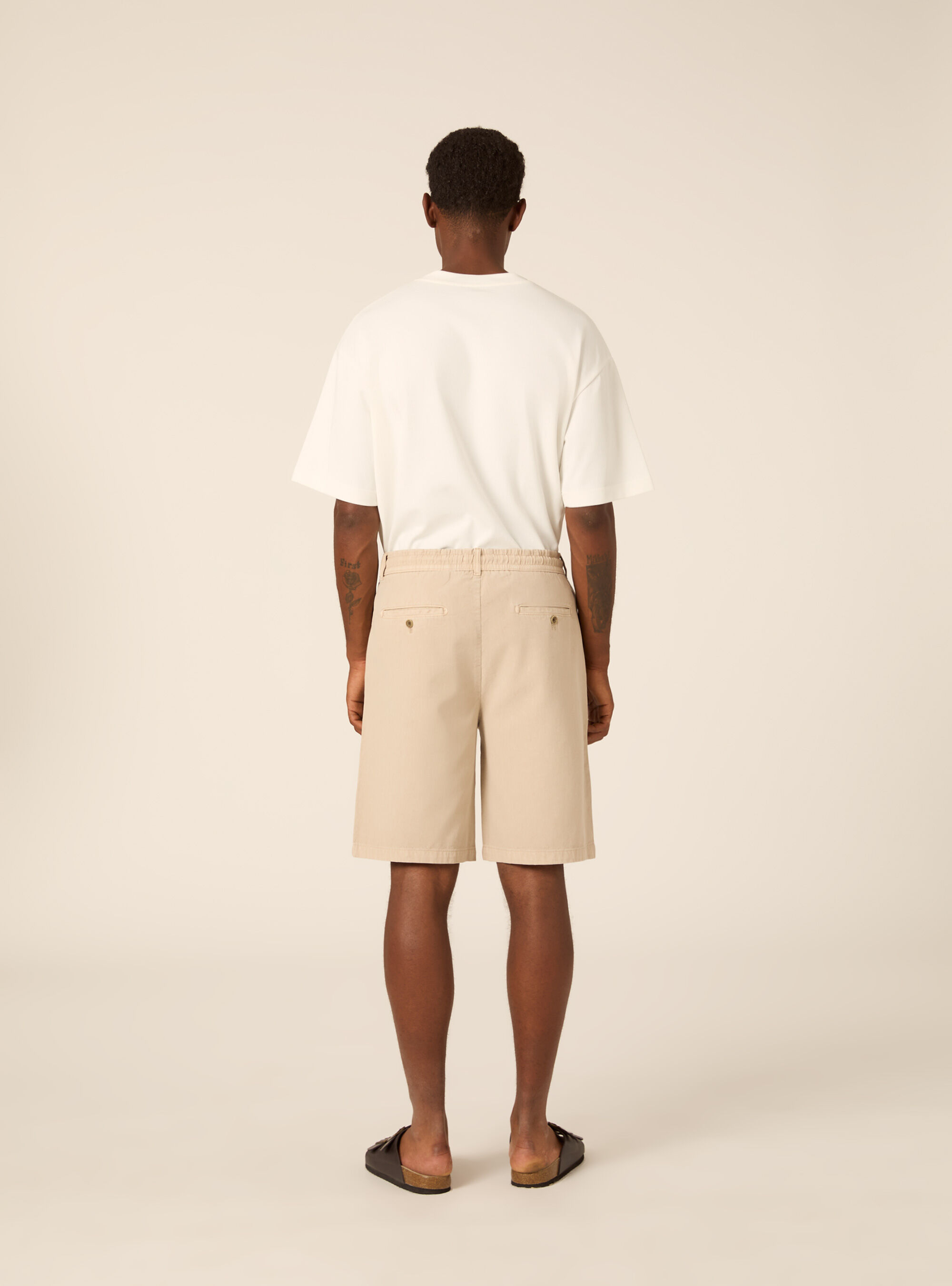 Pleated Baby Twill Drawstring Bermuda Shorts, BG2 BEIGE MEDIUM