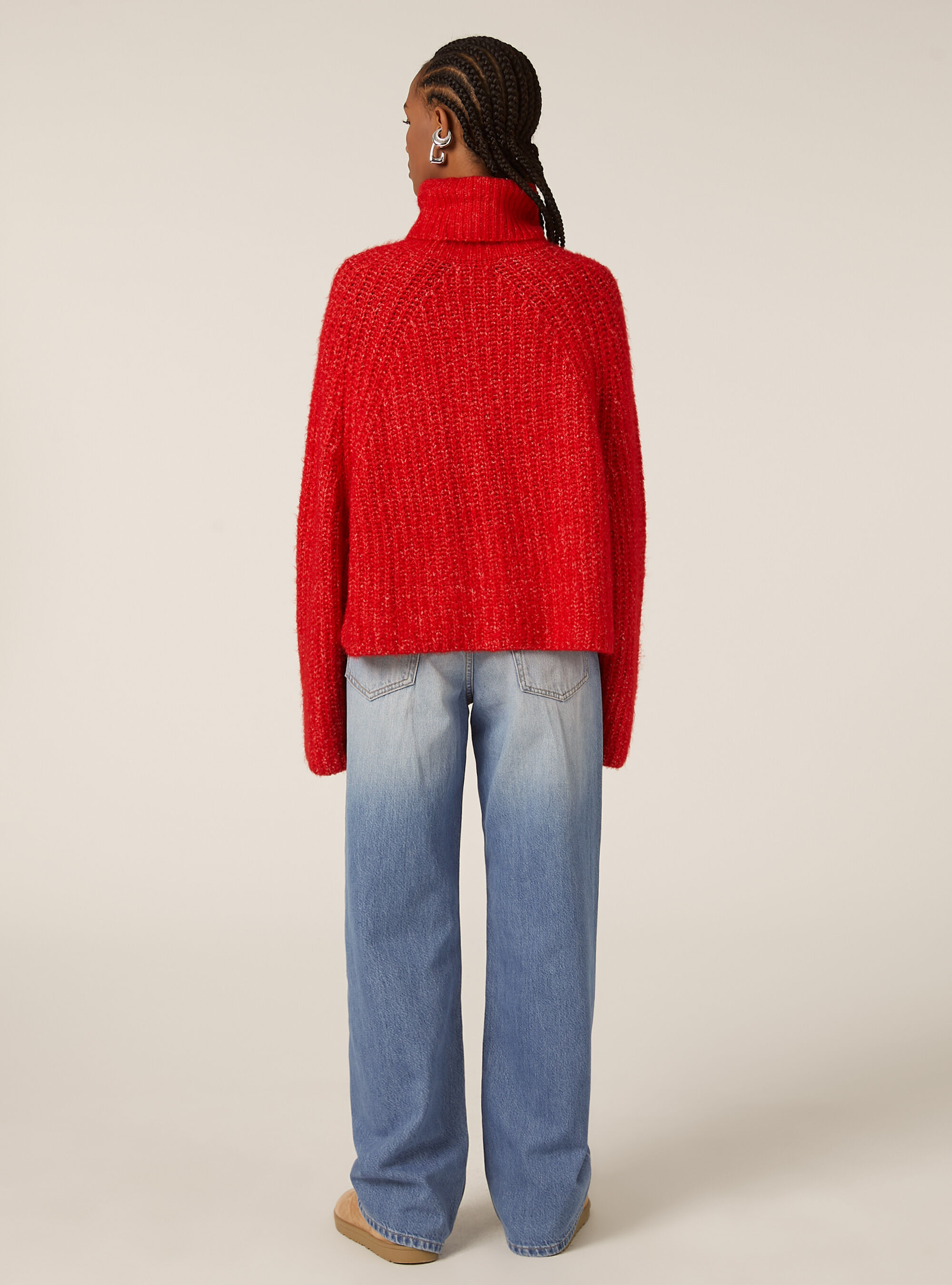 Pullover a costa inglese a collo alto, RD2 RED MEDIUM