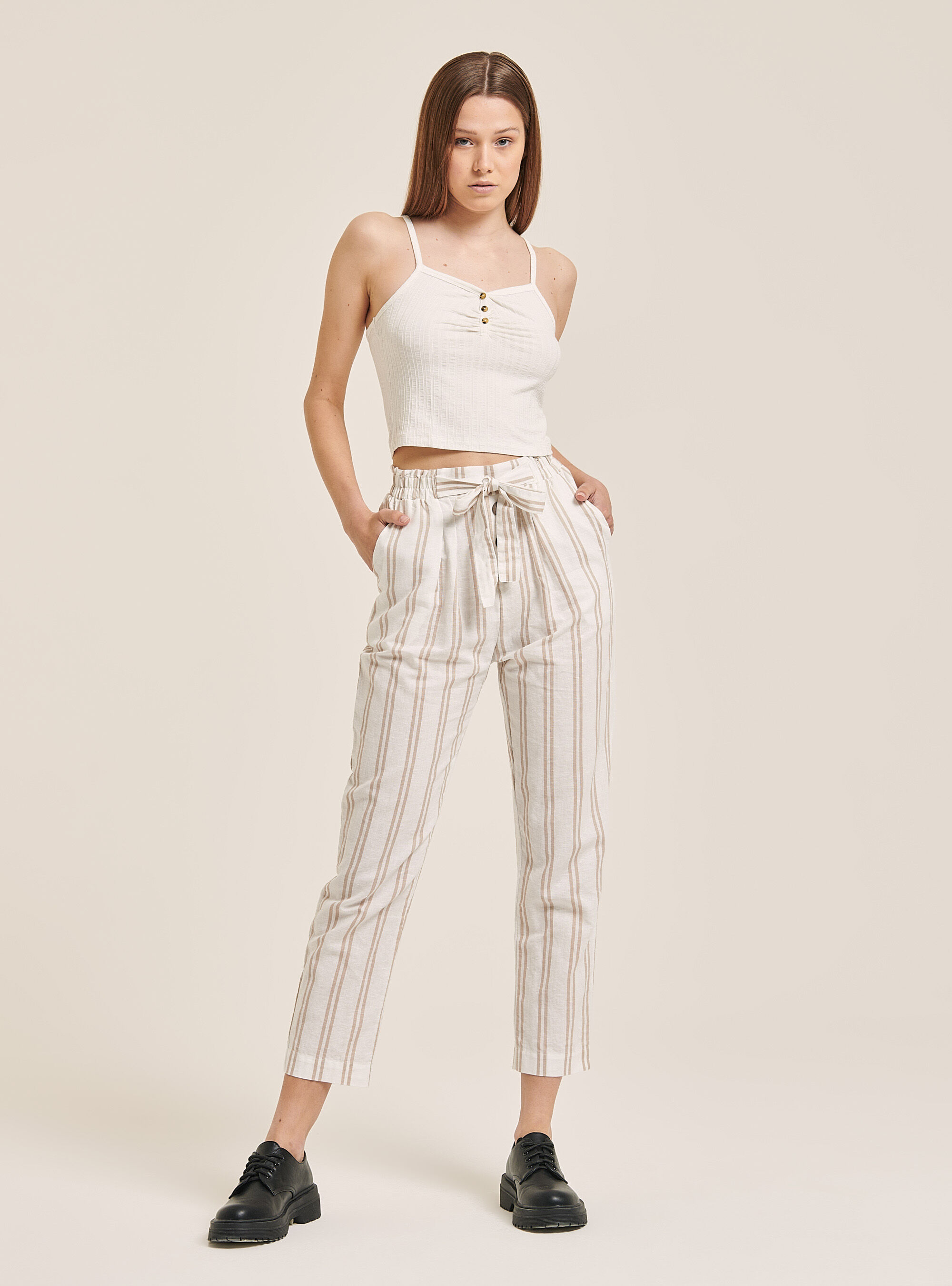 Striped hotsell paperbag trousers