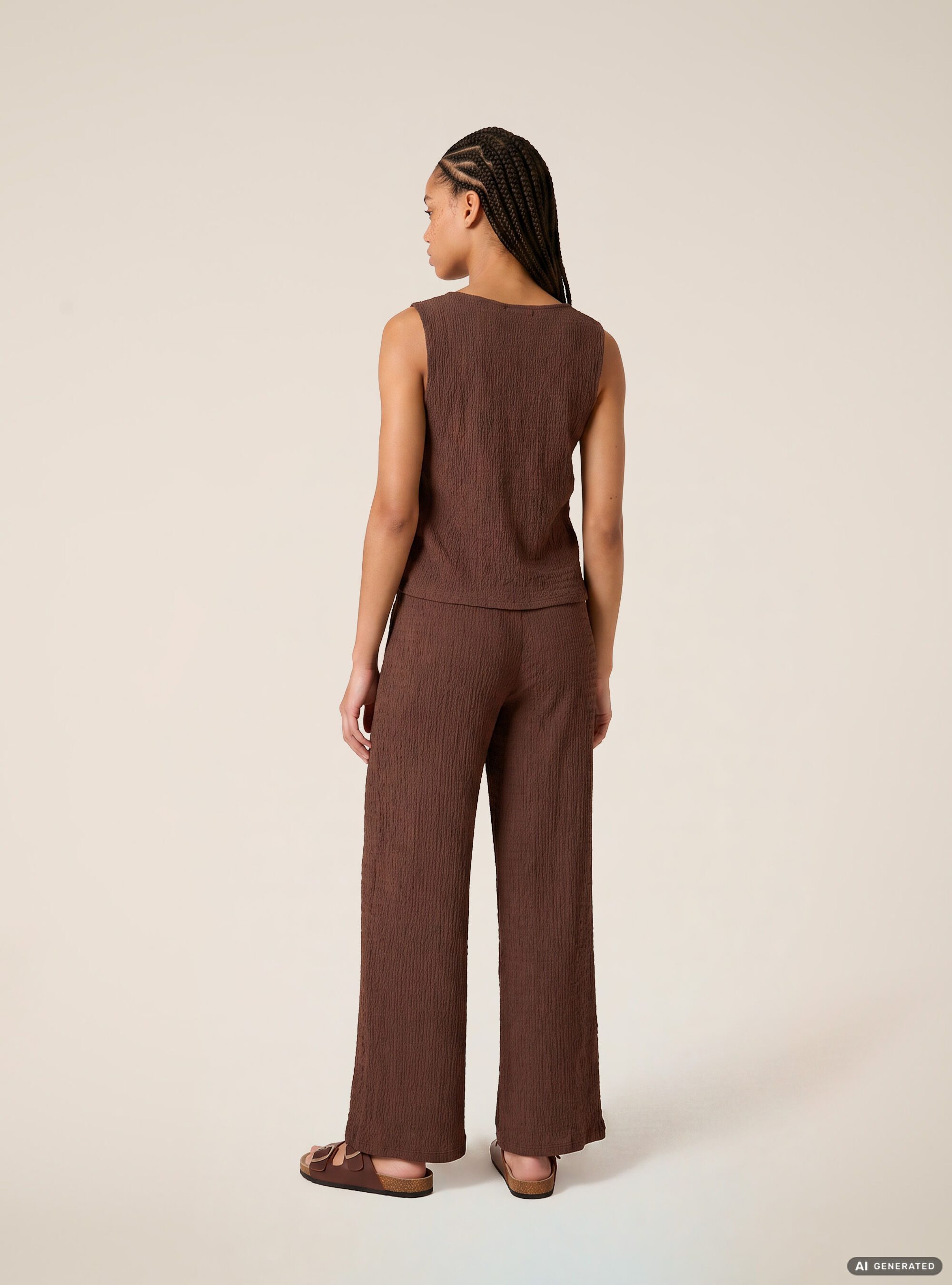 T-shirt maniche ad alette texturizzata, BR1 BROWN DARK