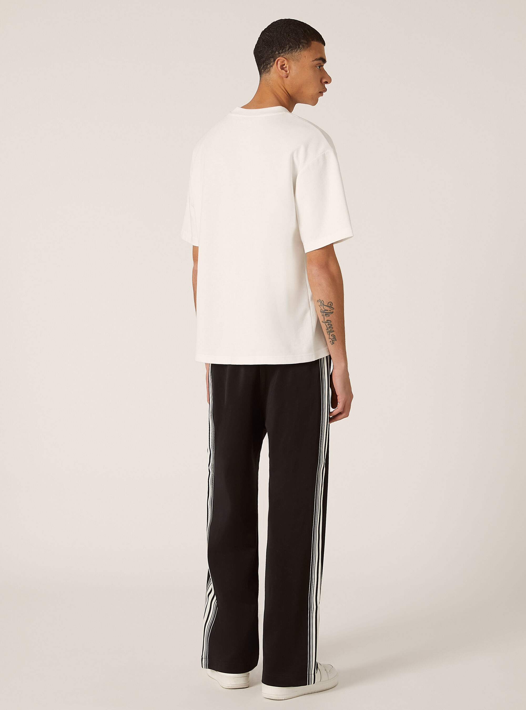 Pantaloni tuta con righe laterali in acetato, BK1 BLACK