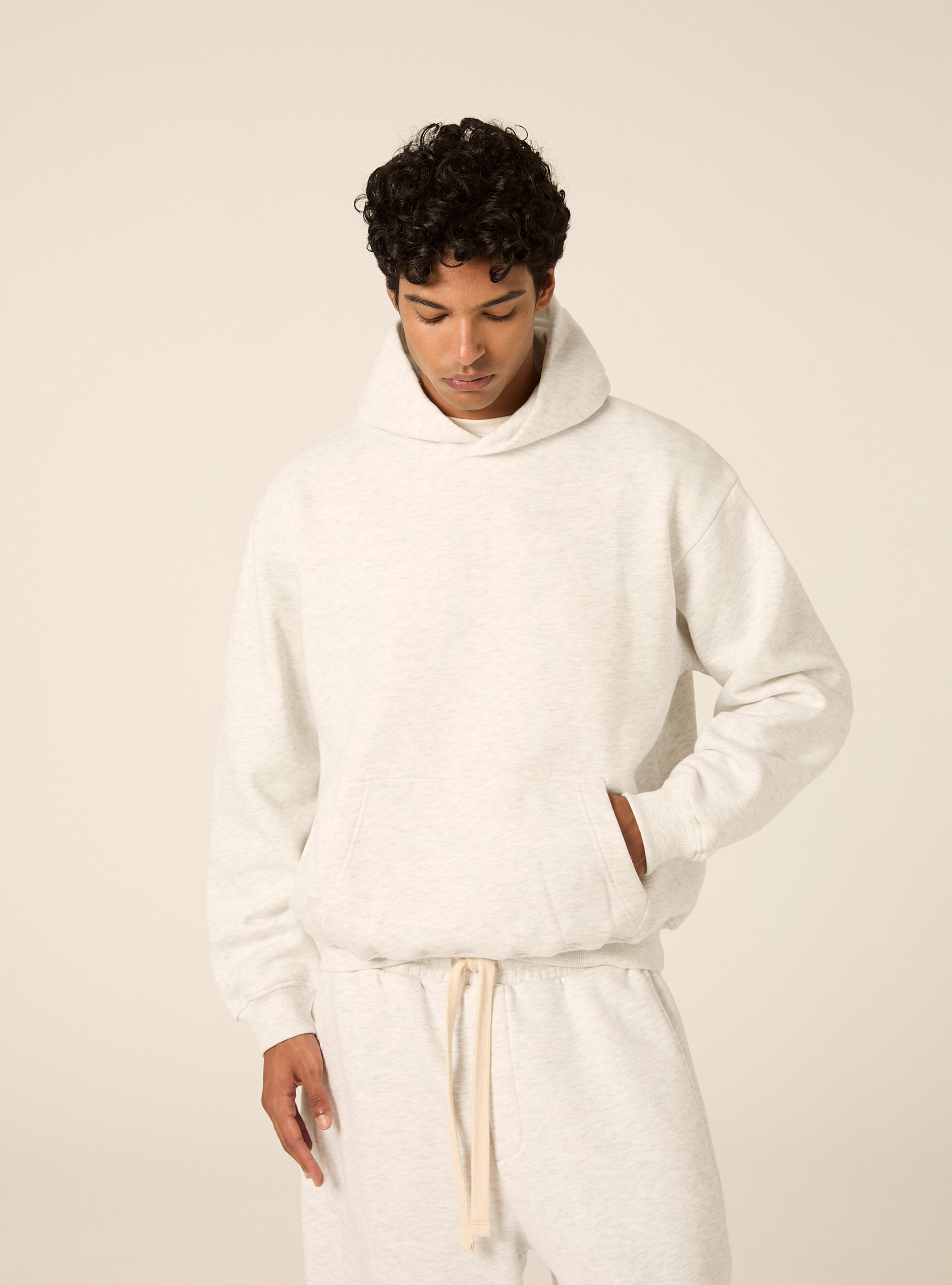 Felpa con cappuccio boxy fit, MGY3 GREY MEL LIGHT