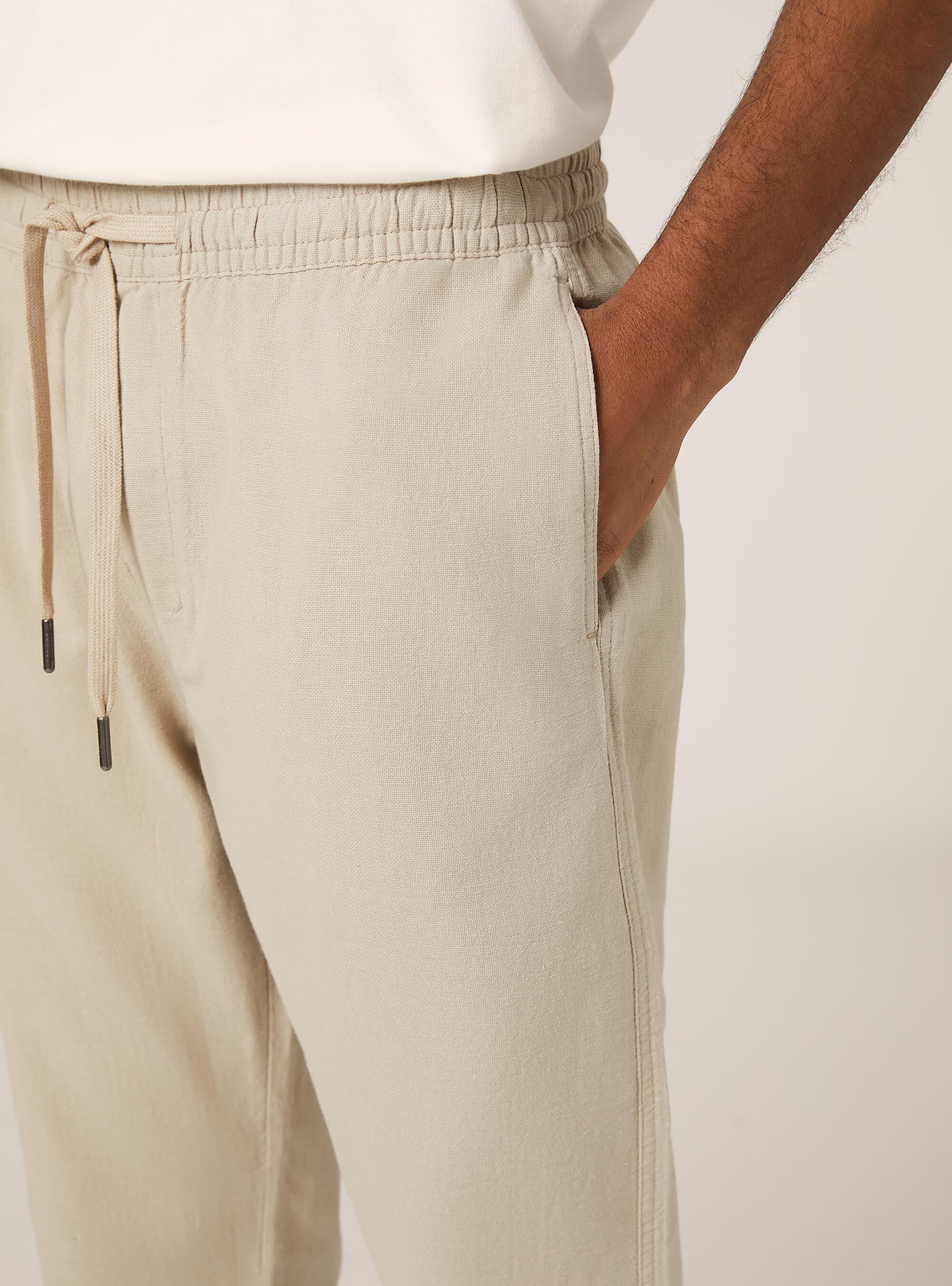 Pantalon jogger en lin, BG2 BEIGE MEDIUM