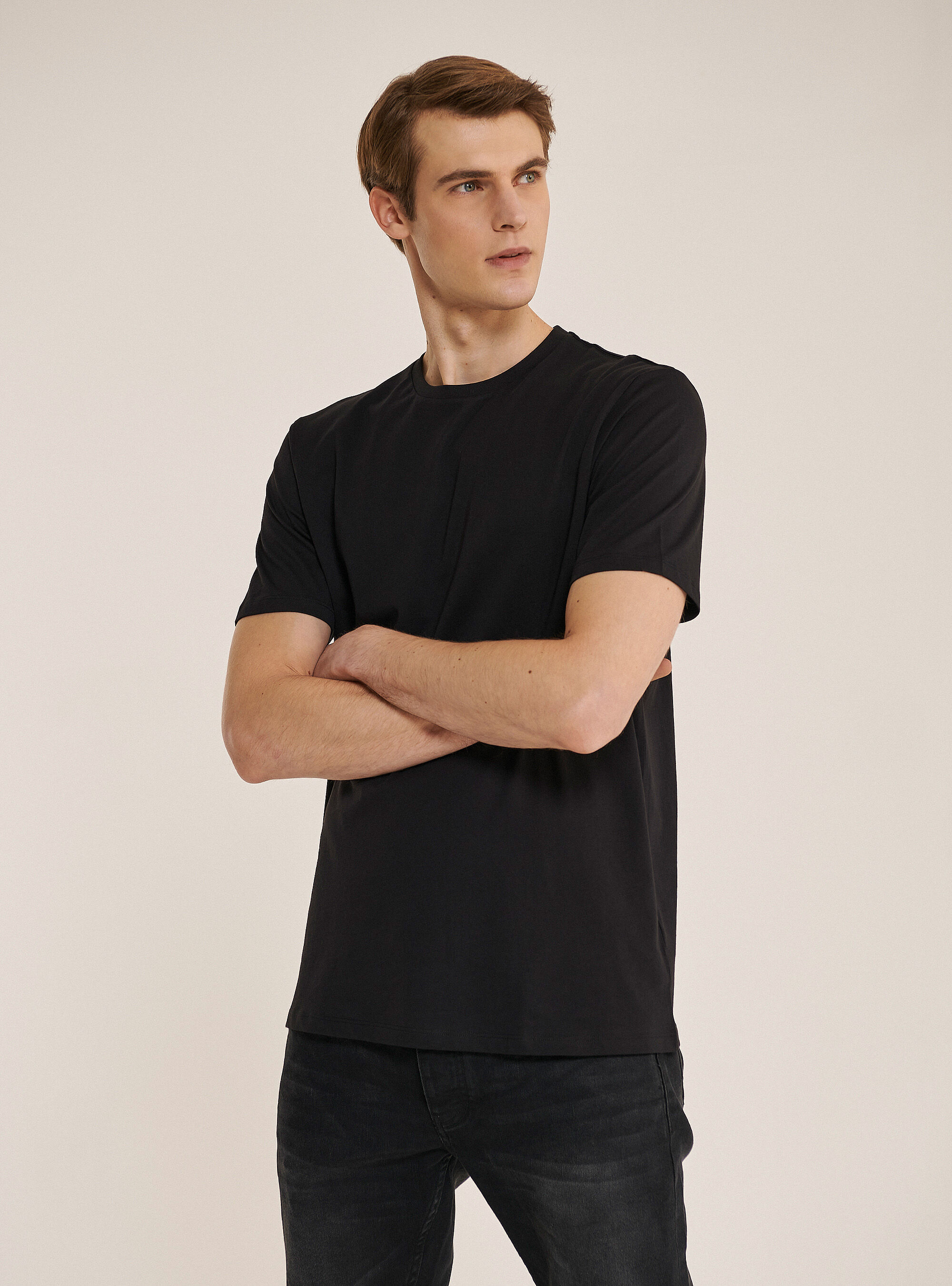 Basic T-shirt in Superior Pima cotton, BK1 BLACK