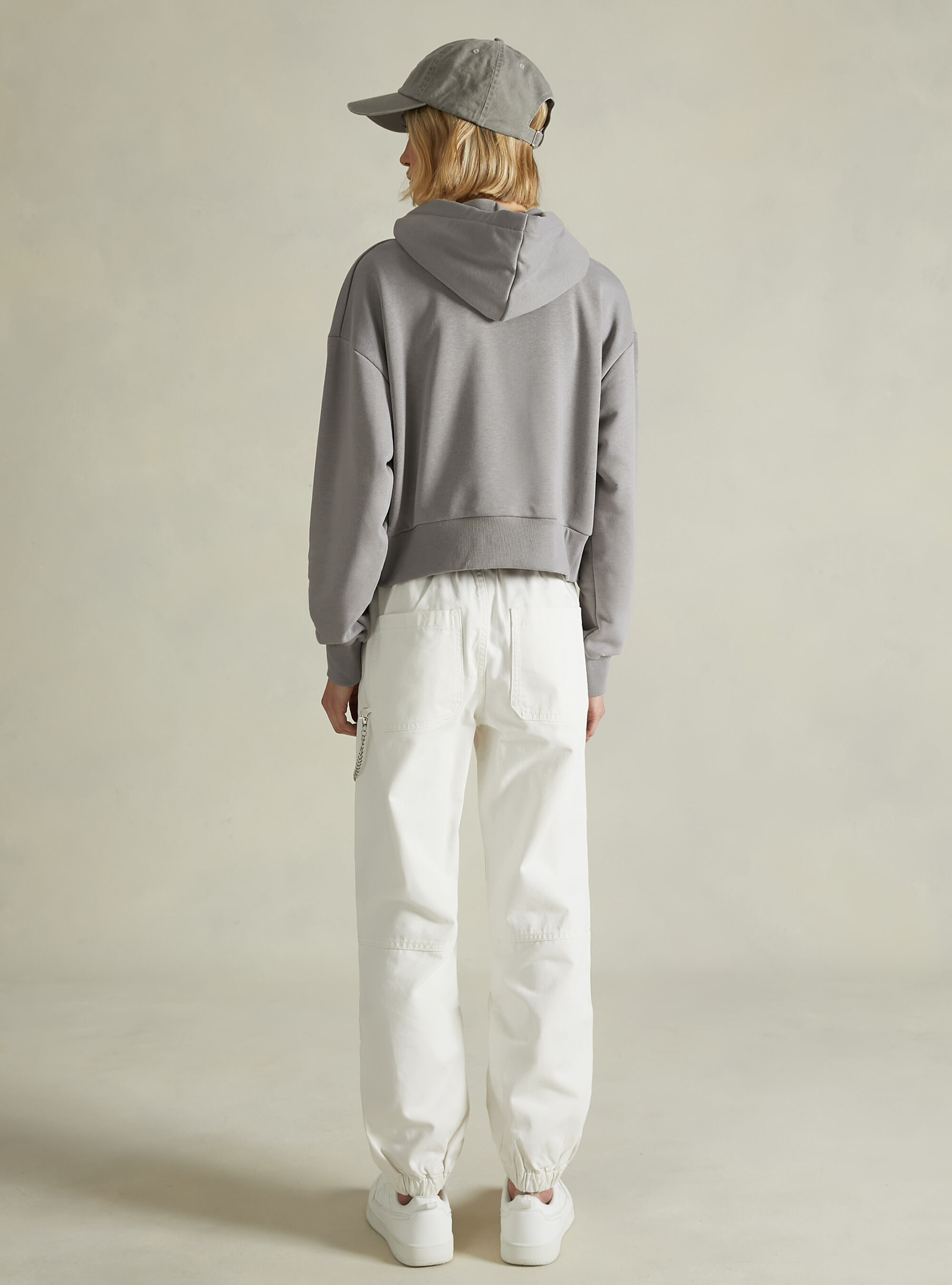 Felpa boxy fit con cappuccio, GY2 GREY MEDIUM