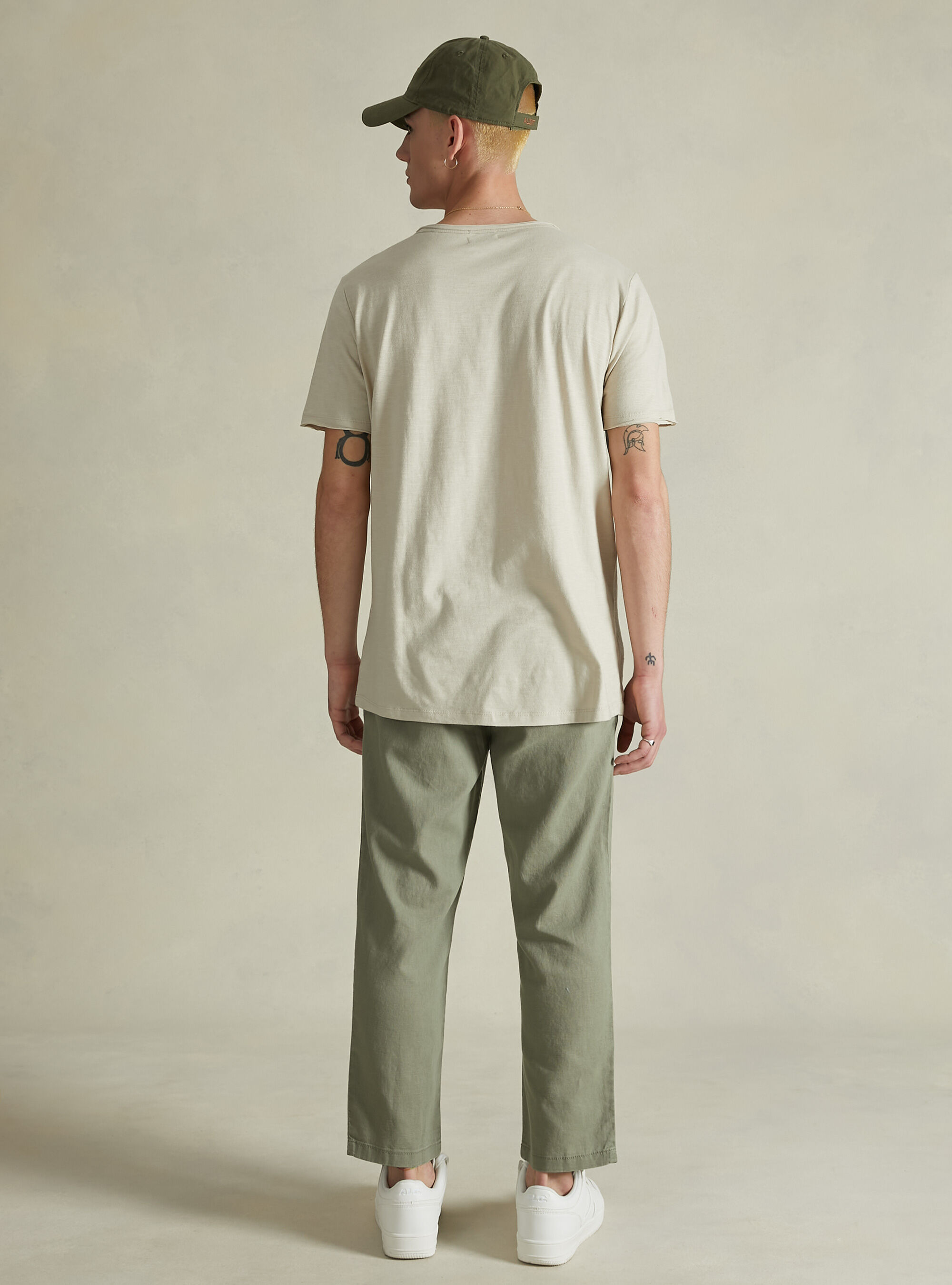 Linen blend short-sleeved T-shirt, BG3 BEIGE LIGHT