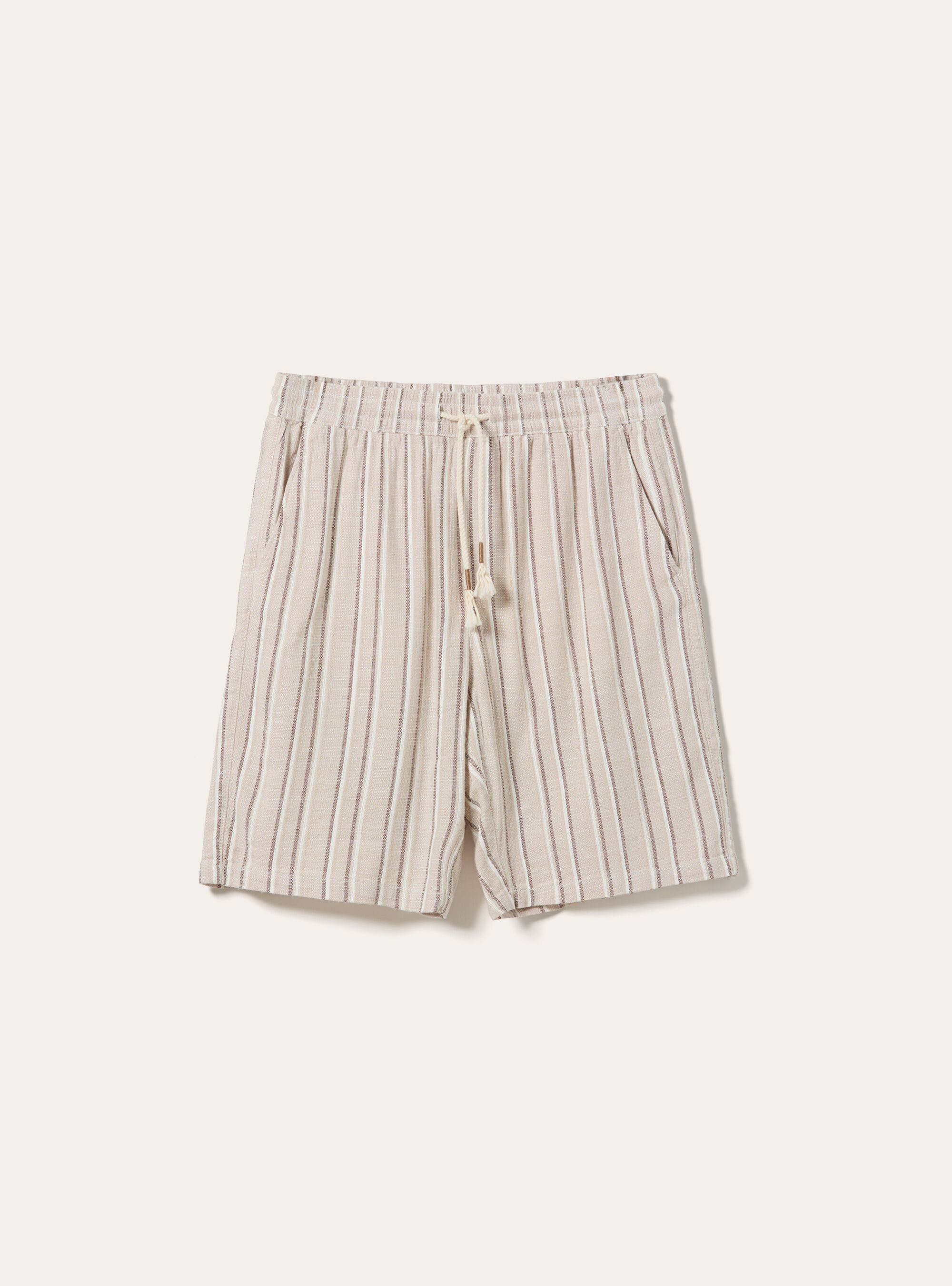 Bermuda a righe con elastico in vita, BG2 BEIGE MEDIUM