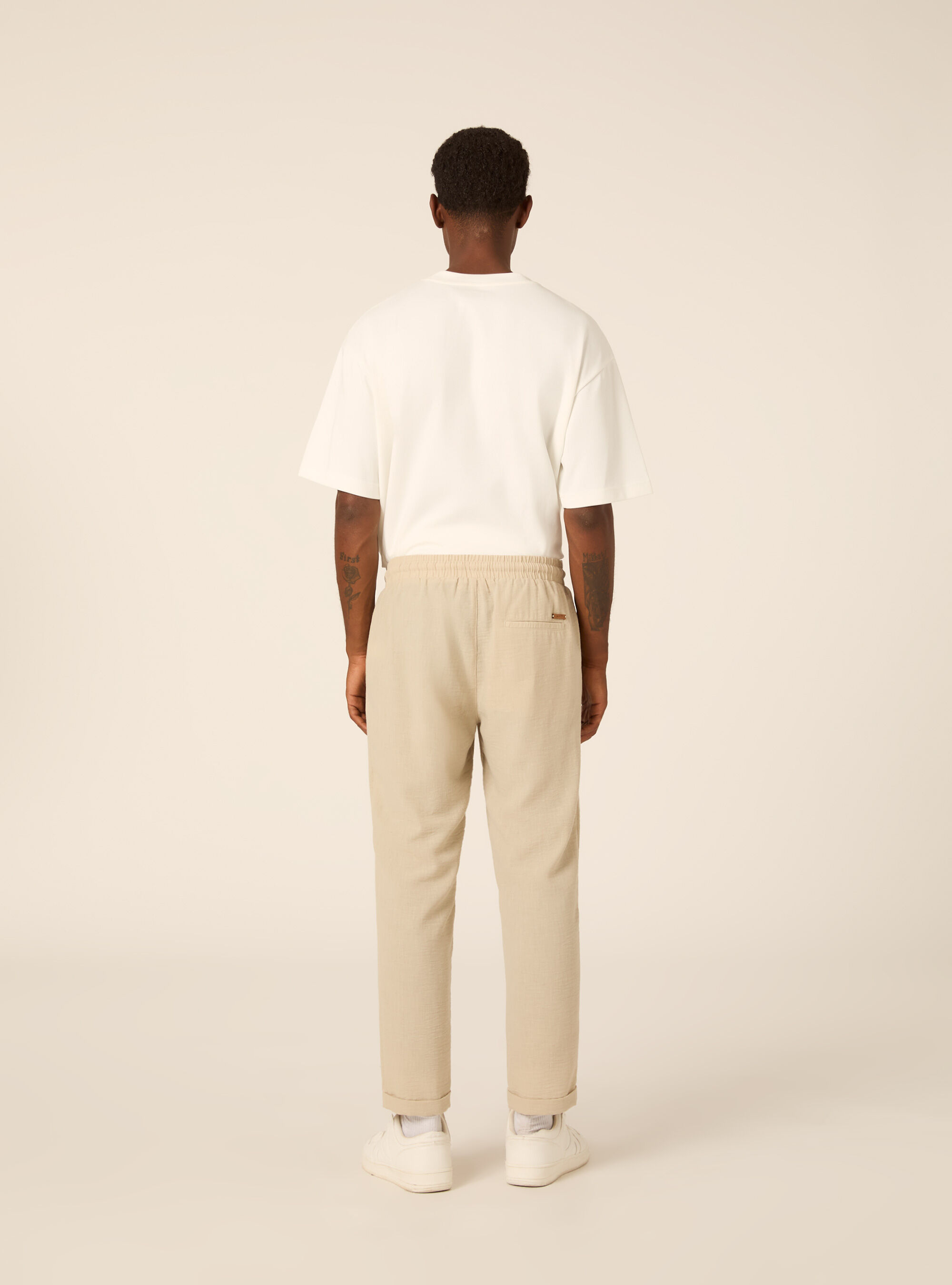 Pantalaccio basico con elastico in vita e coulisse, BG3 BEIGE LIGHT