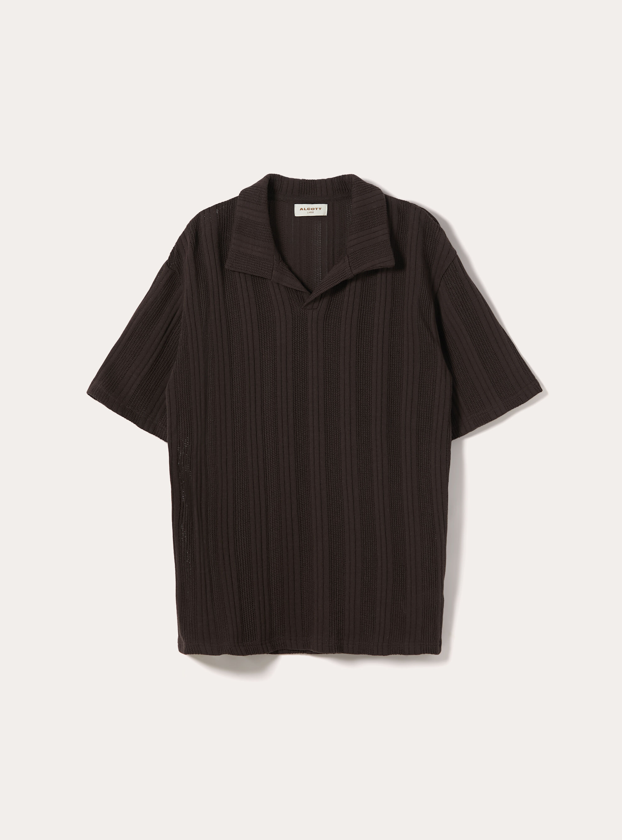 Polo in maglia traforata, MARRONE SCURO