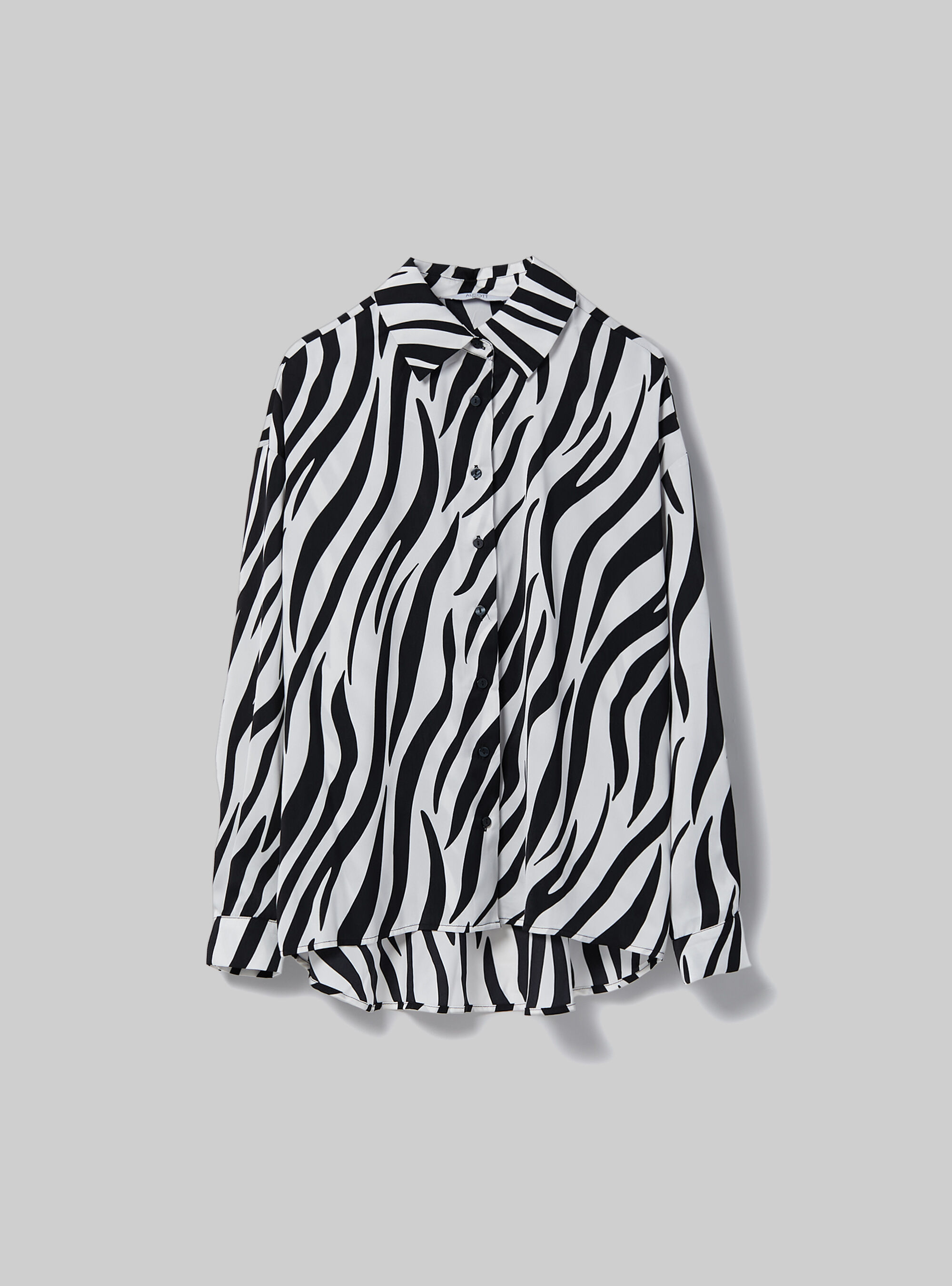 Camisa de sat&eacute;n con estampado animal, ZEBRA