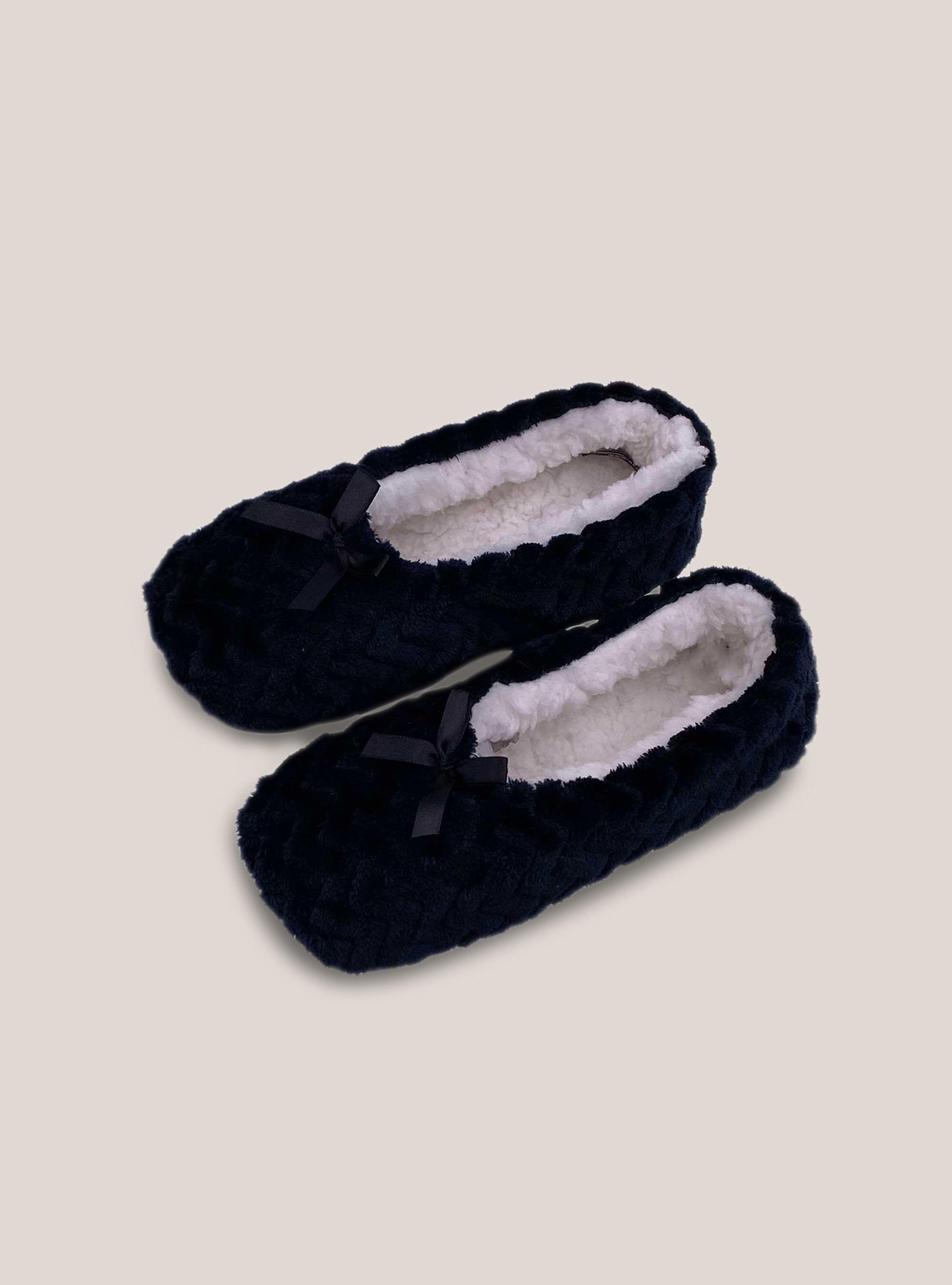 Slippers with bow, NEGRO
