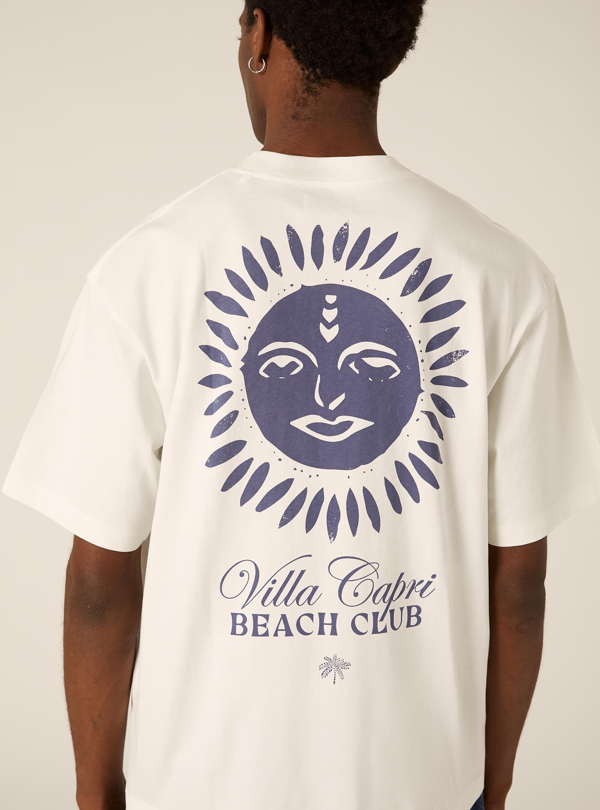 T-shirt boxy fit con stampa villa capri, WH2 WHITE