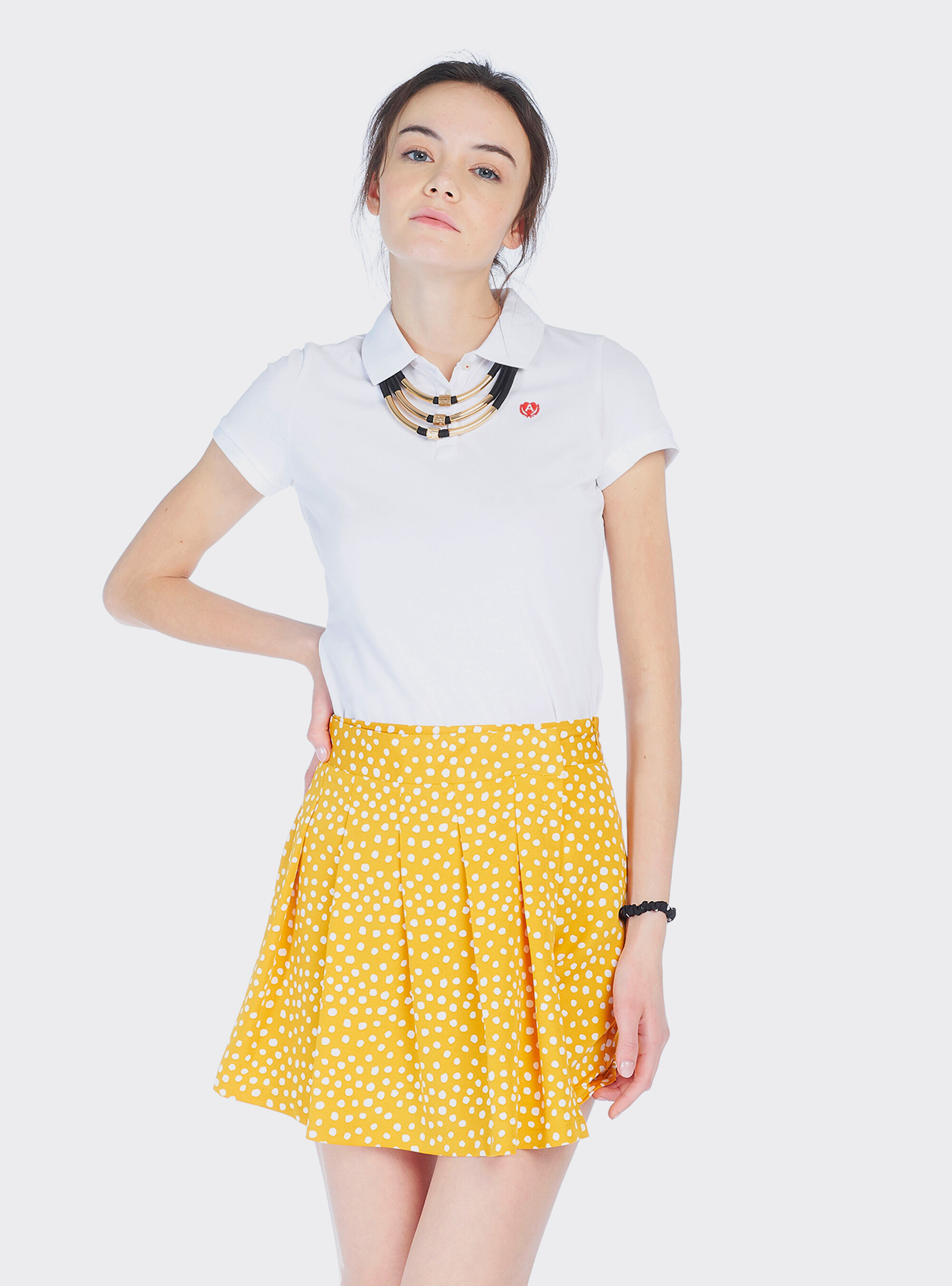 Polo in cotone piquet con ricamo, C099 WHITE