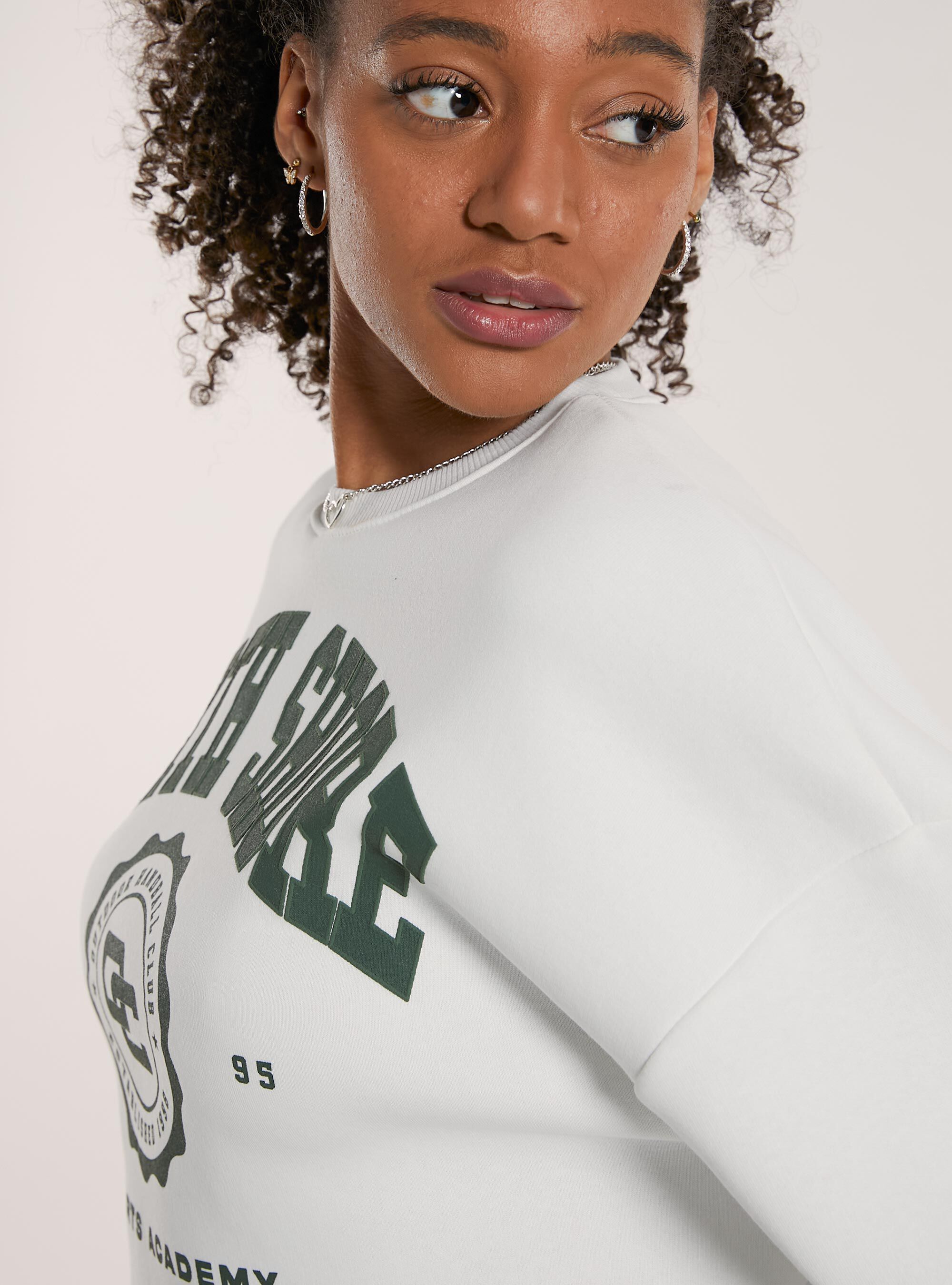 Felpa crop taglio vivo stampa, WH2 WHITE