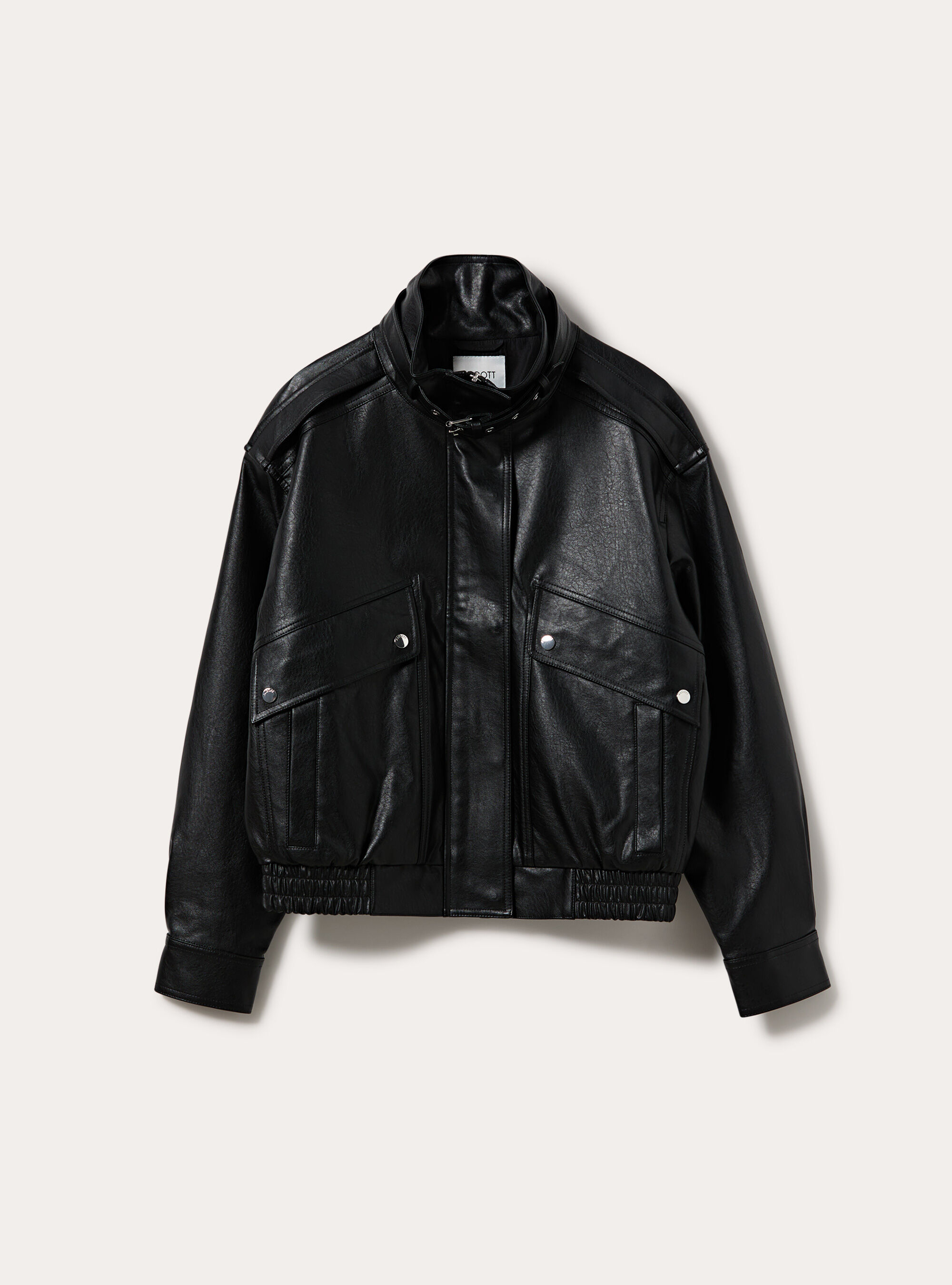 Giubbotto bomber effetto pelle, BK1 BLACK
