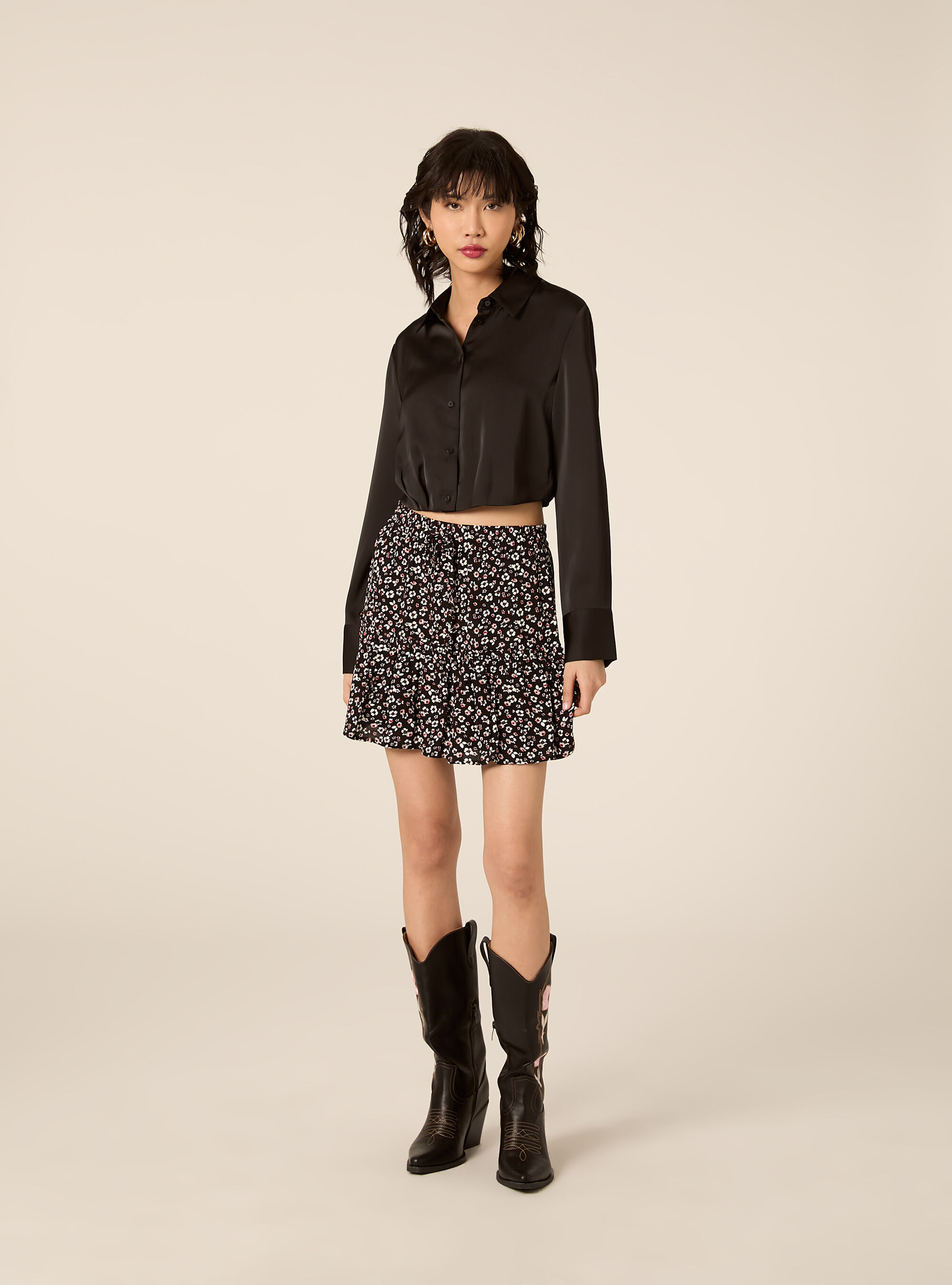 Camicia crop in satin