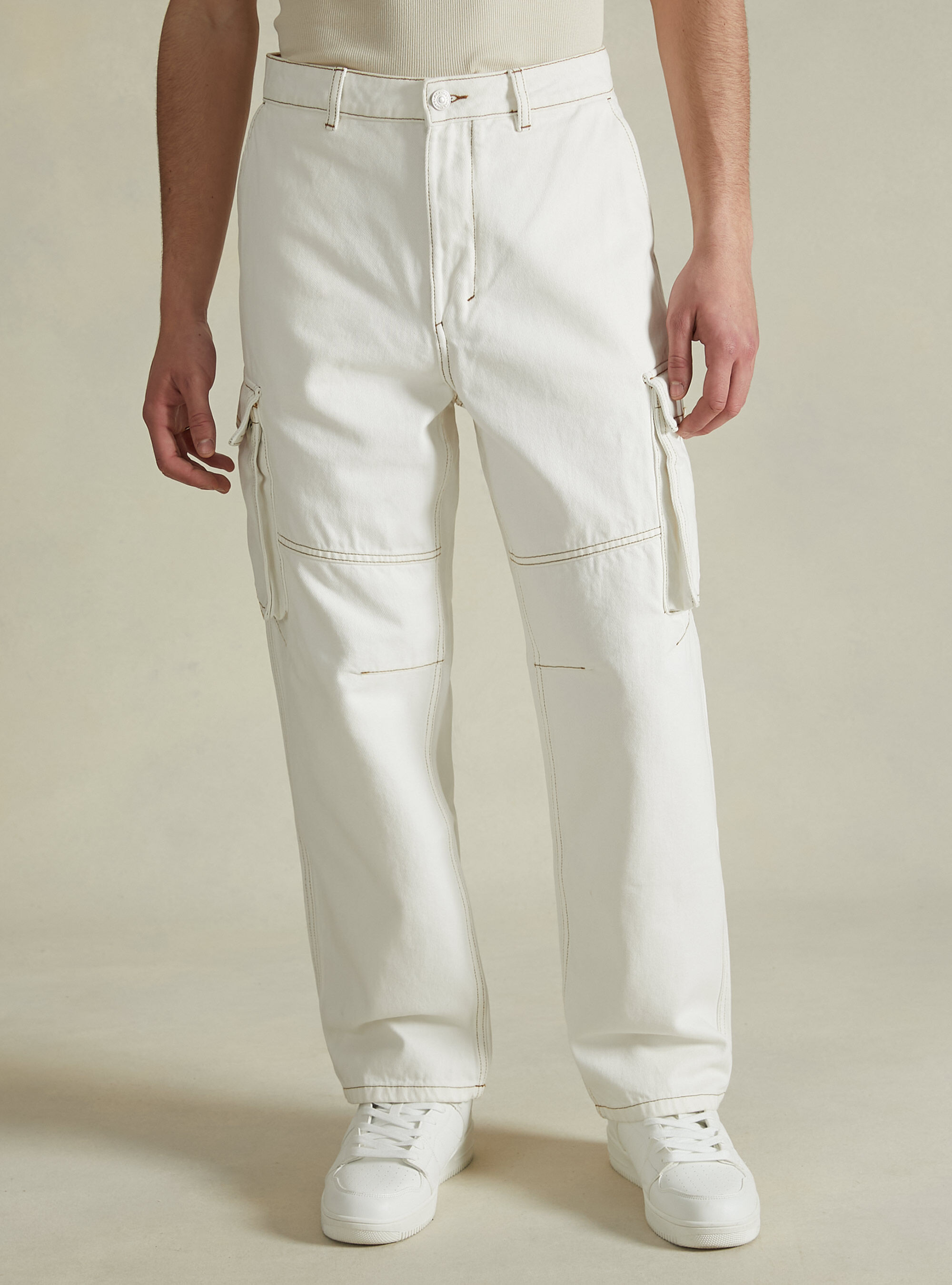 Contrast stitch cargo pants mens new arrivals