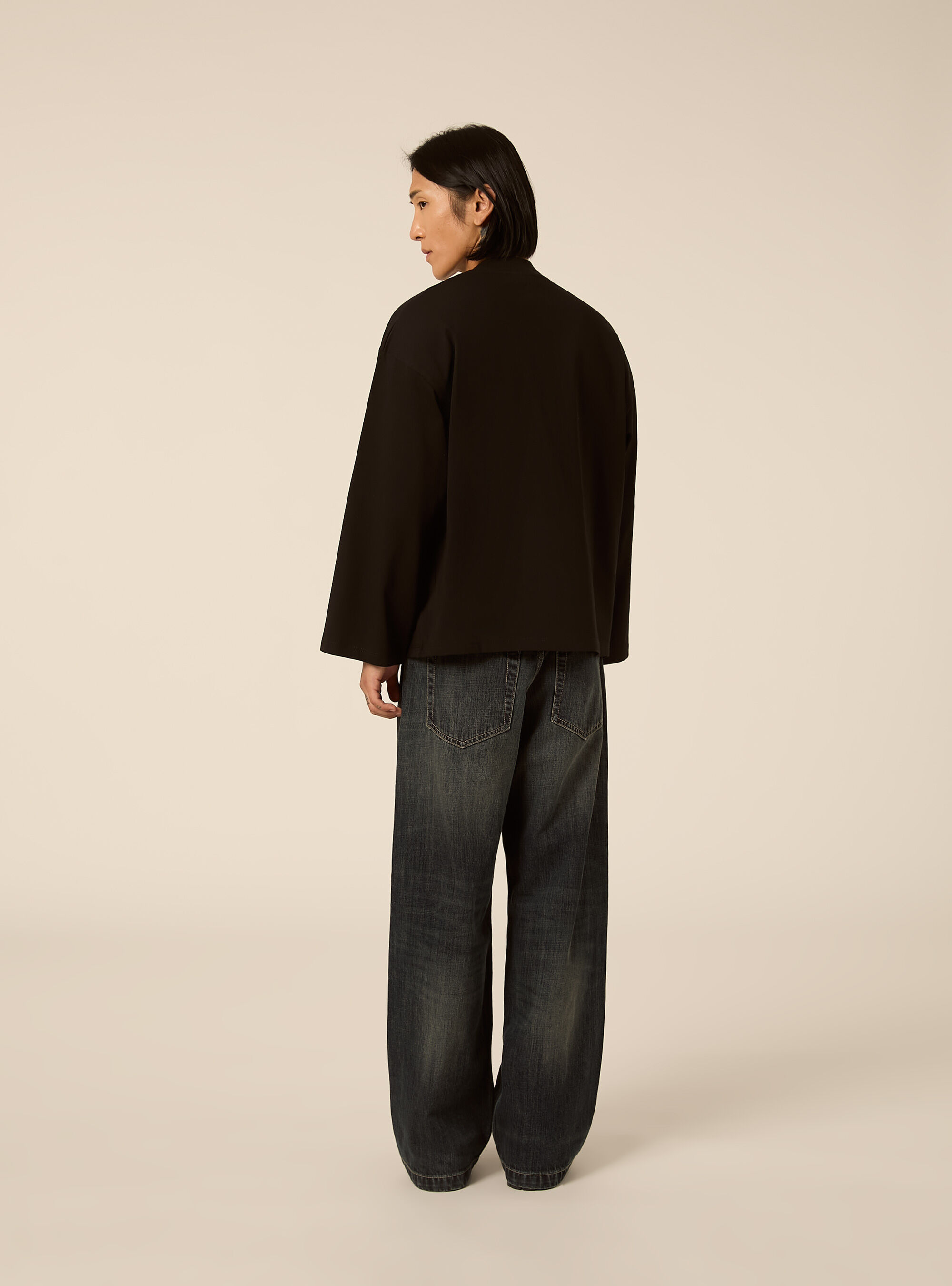 Maglietta a maniche lunghe oversize, NERO
