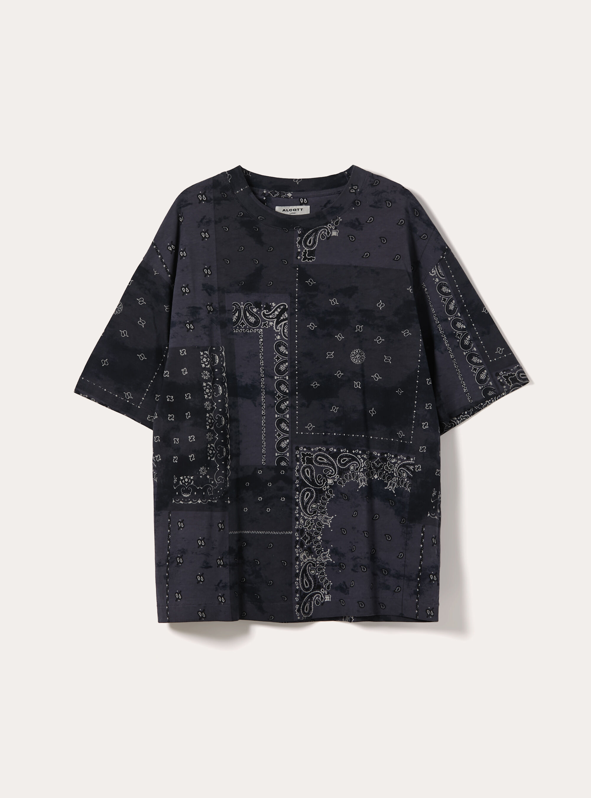 Patchwork Bandana Print Oversized T-Shirt, NA1 NAVY DARK