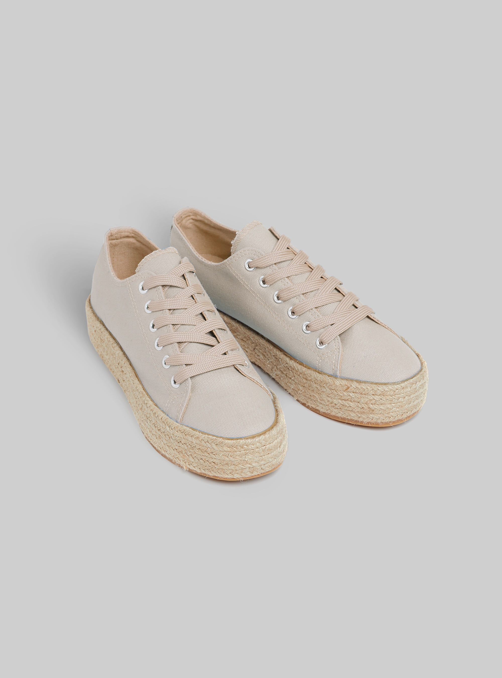 Sneakers with Raffia Sole, BG3 BEIGE LIGHT