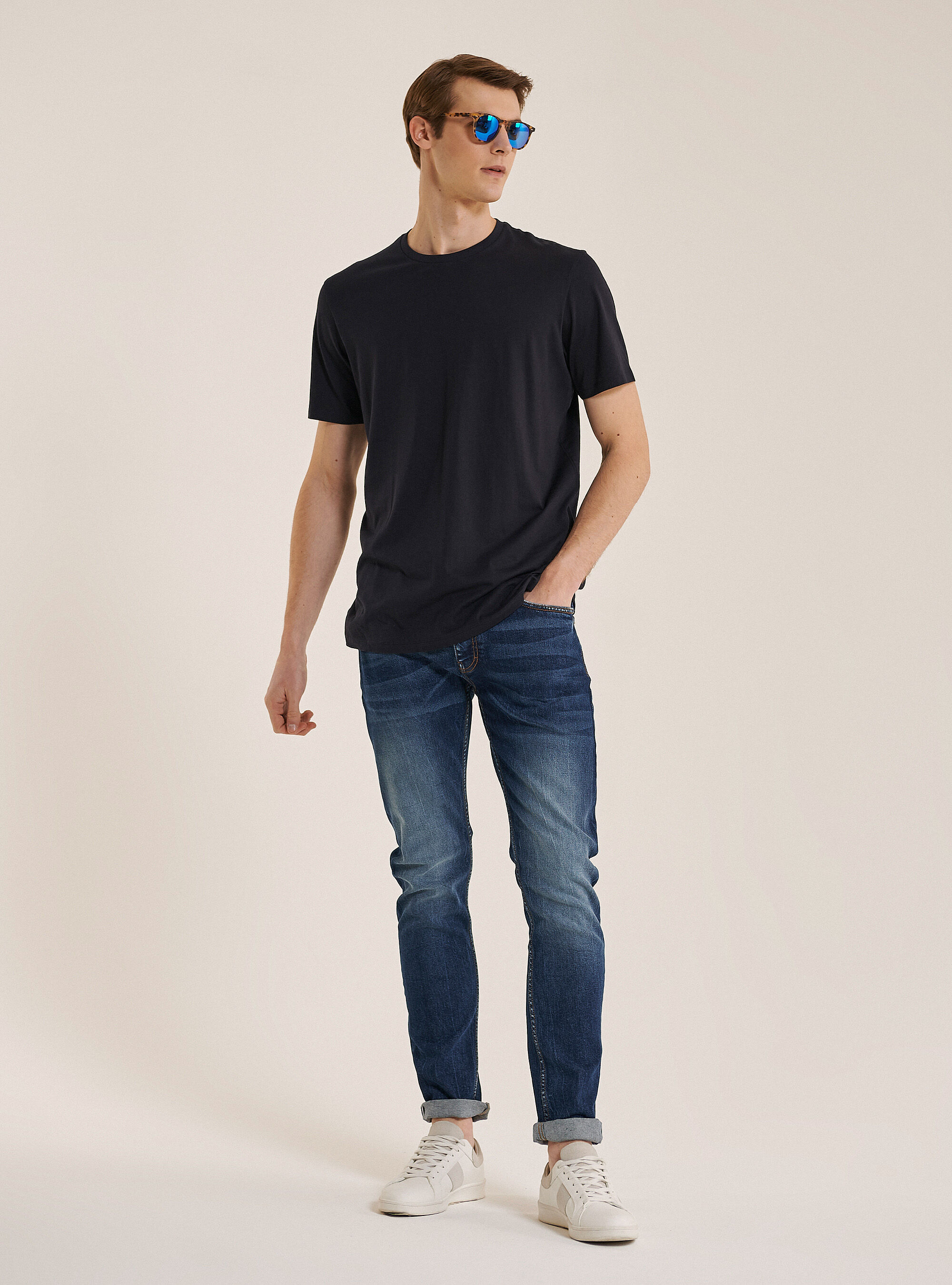 Camiseta b&aacute;sica en algod&oacute;n Pima Superior, NA1 NAVY DARK