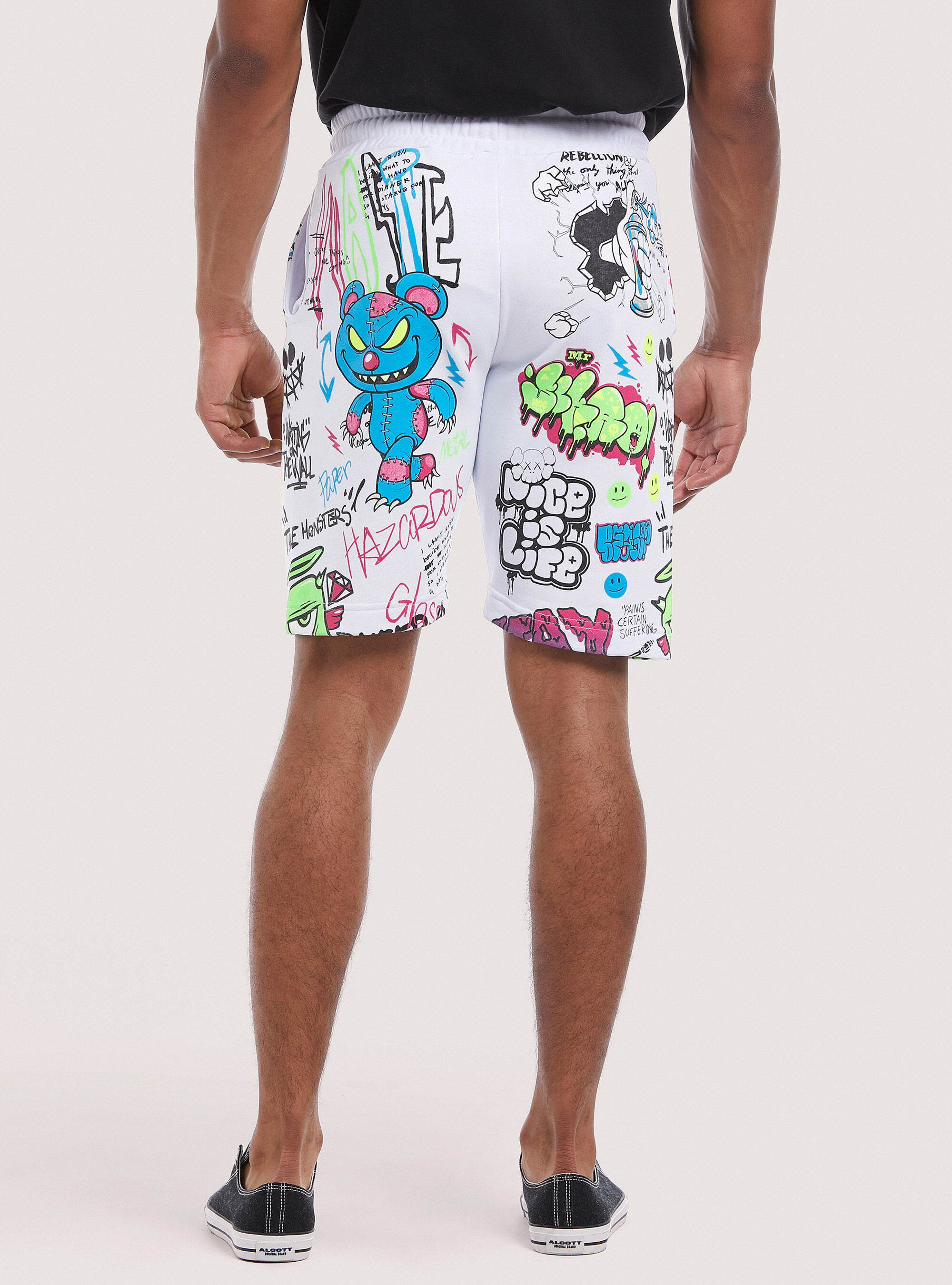 Bermuda shorts with all over ''Smile Collection'' print, WH2 WHITE