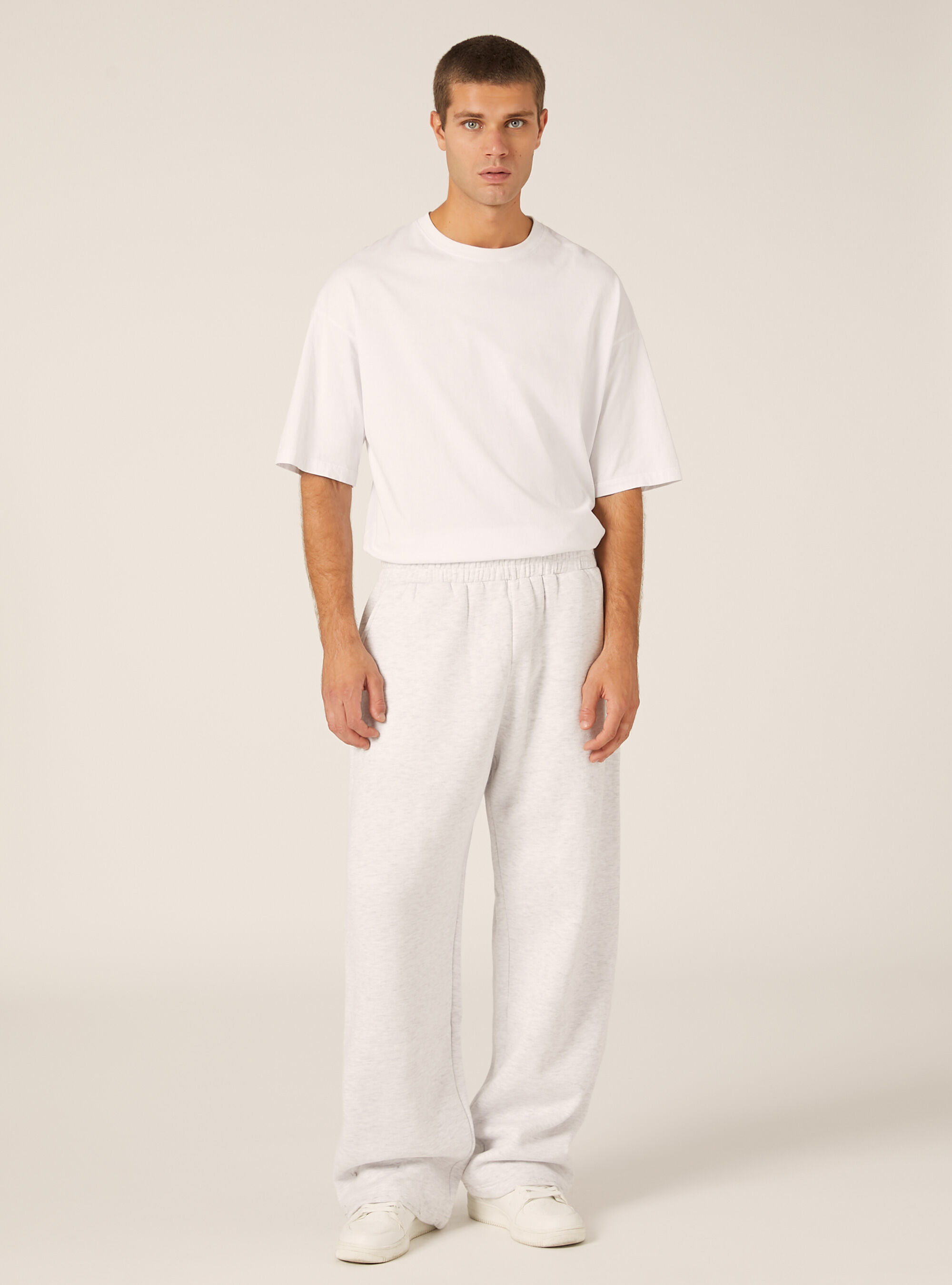 Pantalon ample en molleton, MGY3 GREY MEL LIGHT