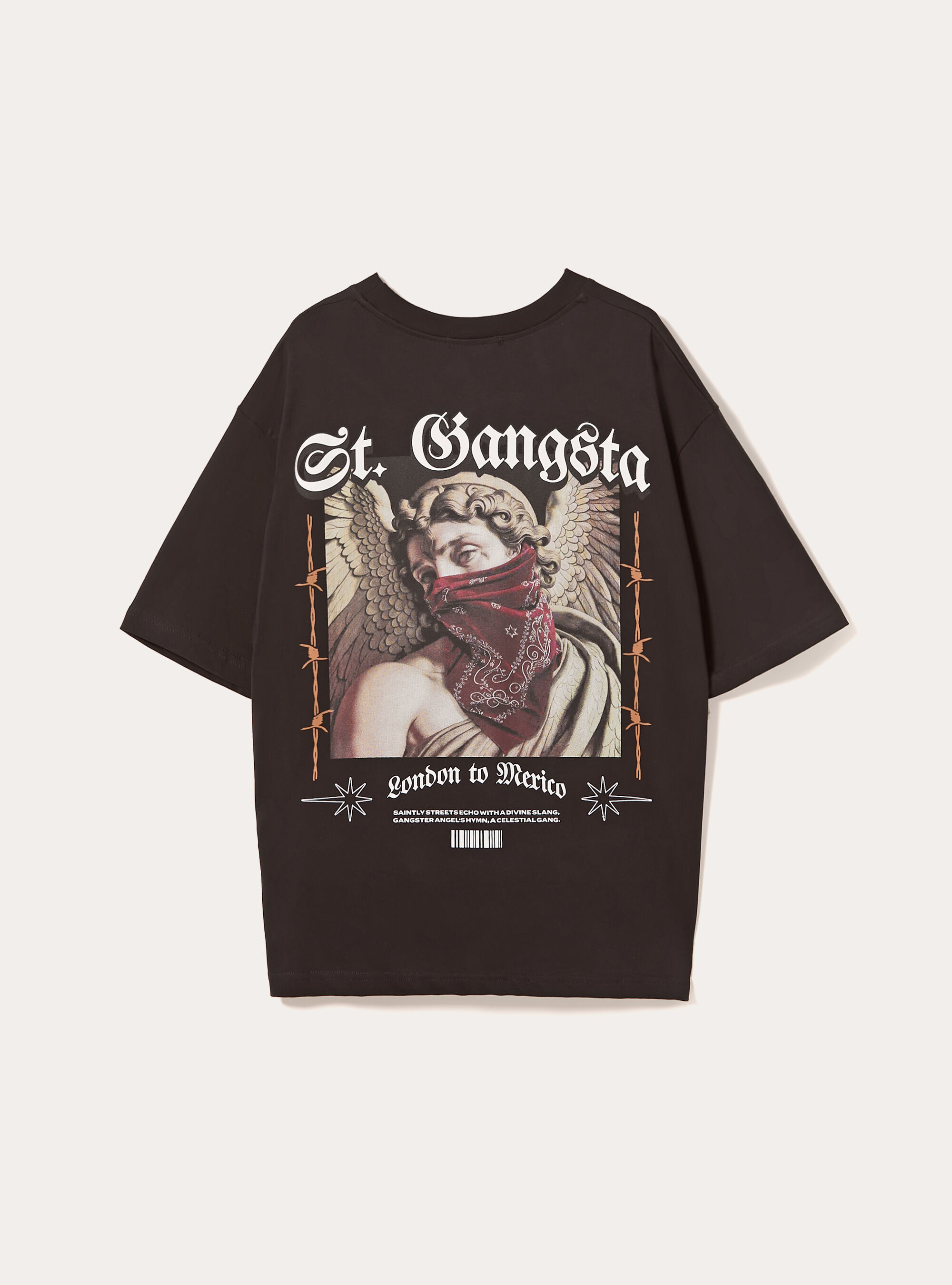 POP STATEMENT print boxy fit t-shirt, BK1 BLACK