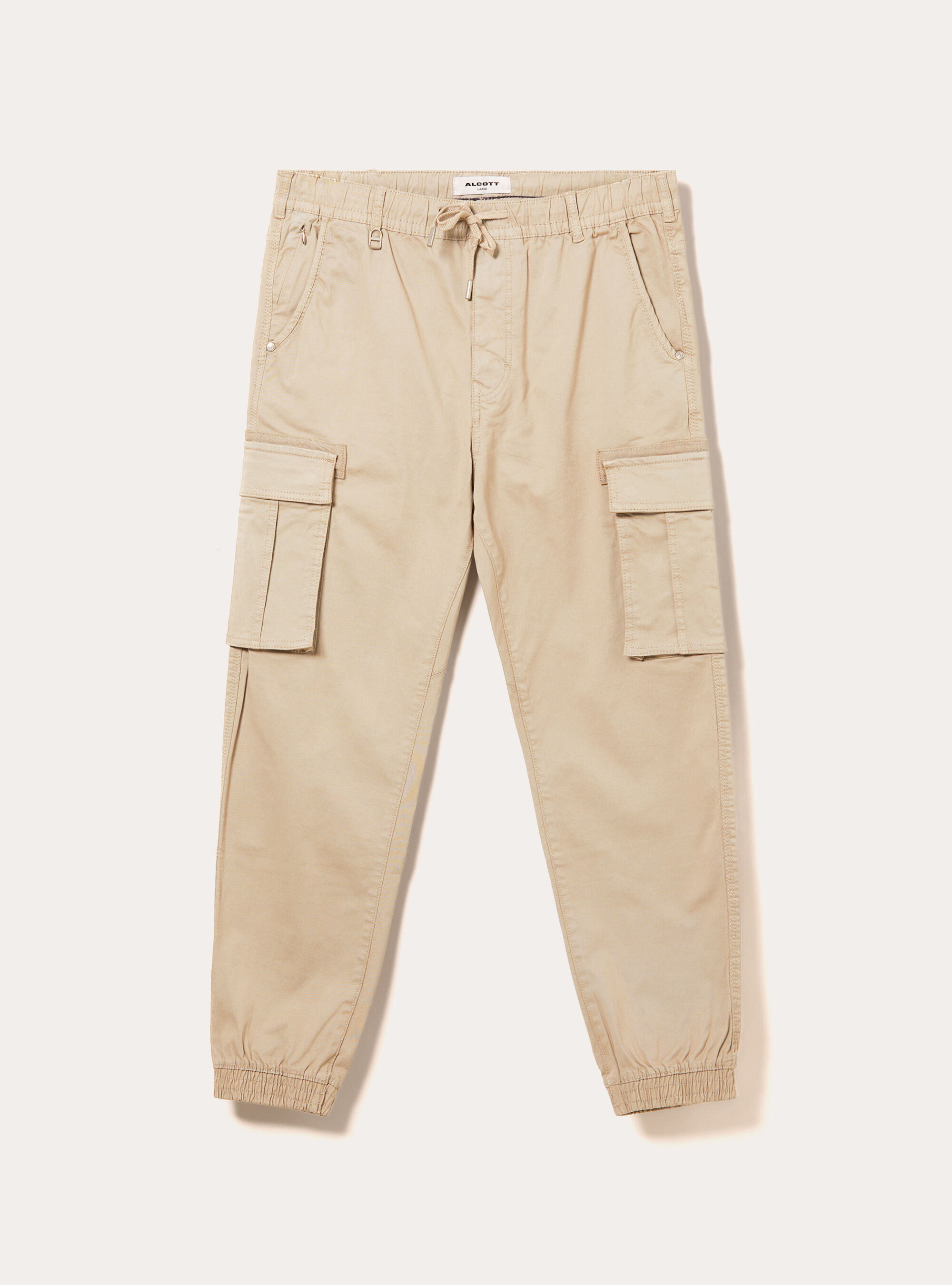 Stretch twill cargo jogger pants, BG2 BEIGE MEDIUM