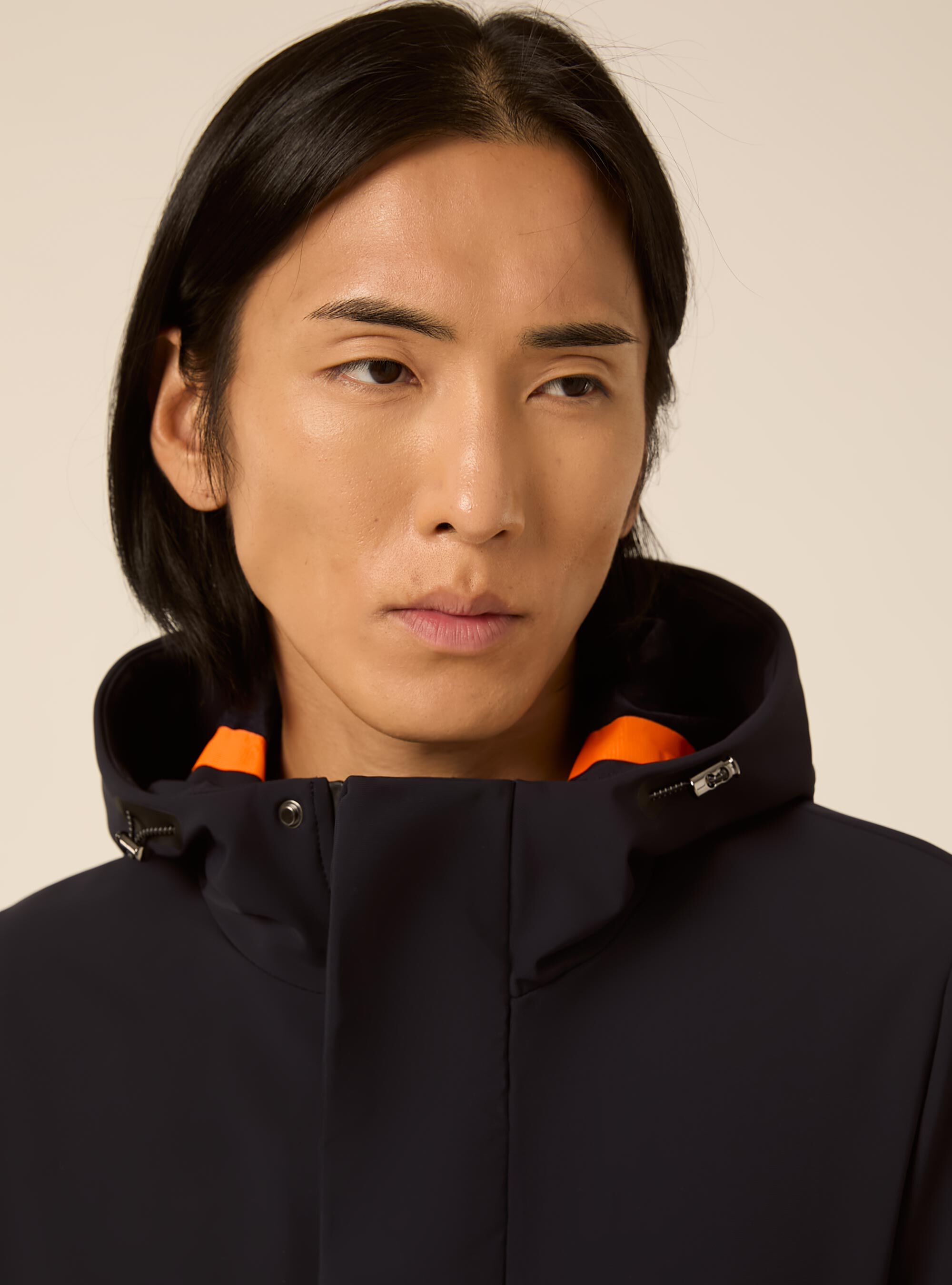 Technical softshell hooded parka with zip, NA1 NAVY DARK
